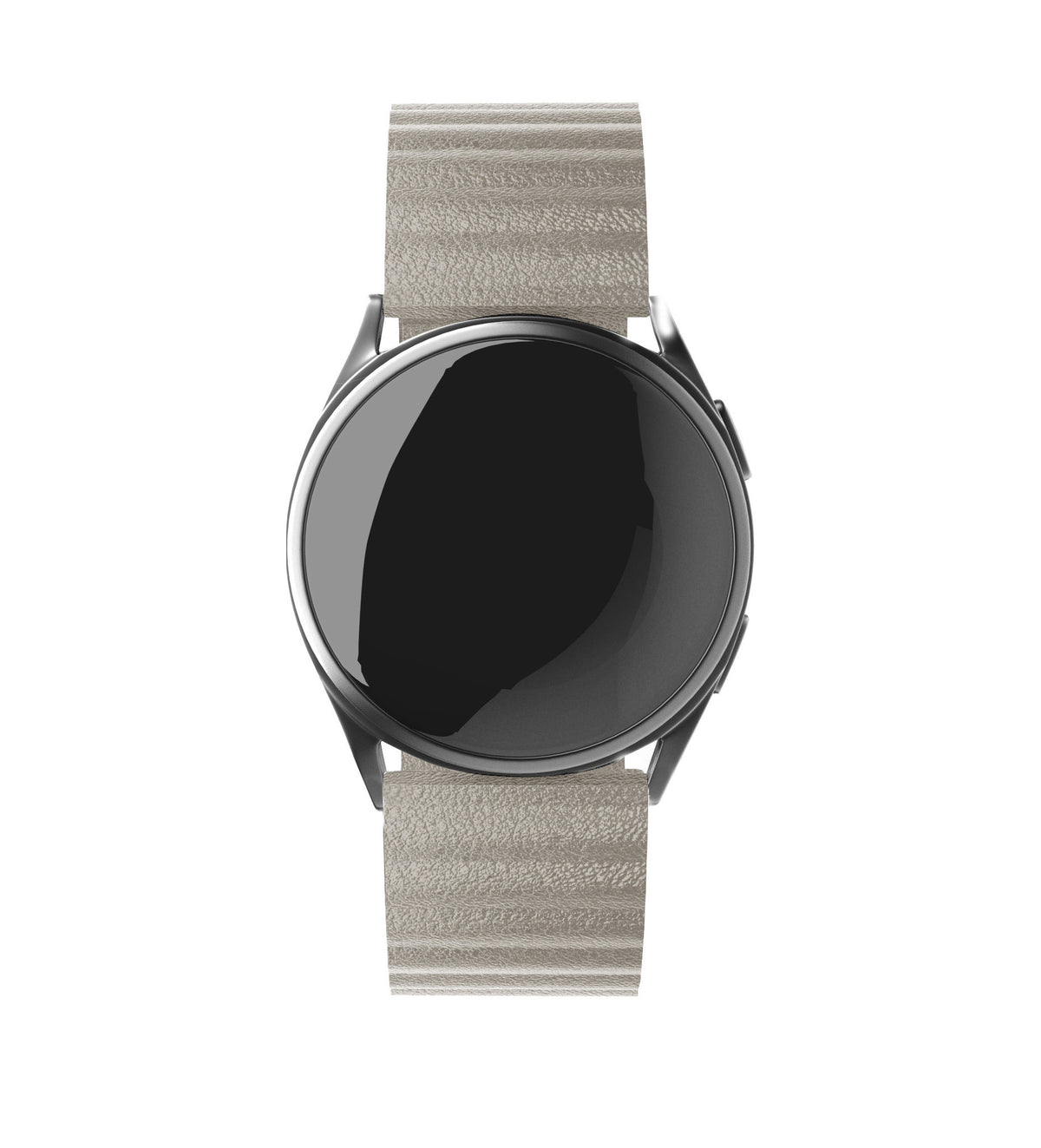 Leather Loop Strap, khaki, on a watch, direct front view