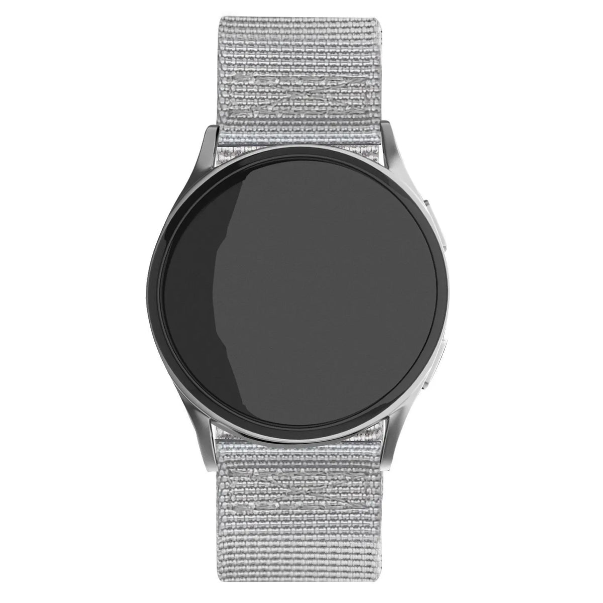 Nylon Buckle Strap, grey, on a watch, direct front view