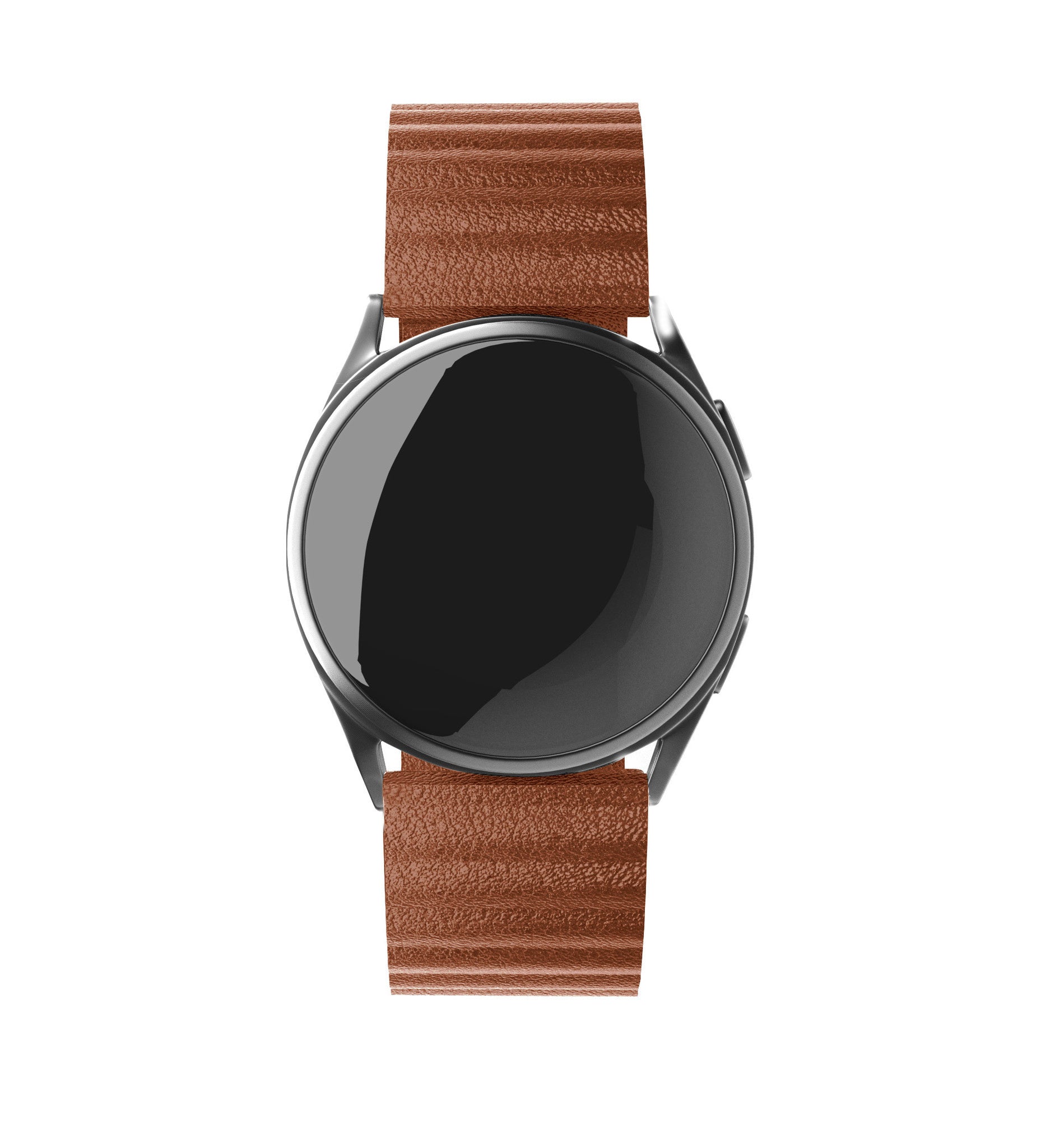 Leather Loop Strap, brown, on a watch, direct front view