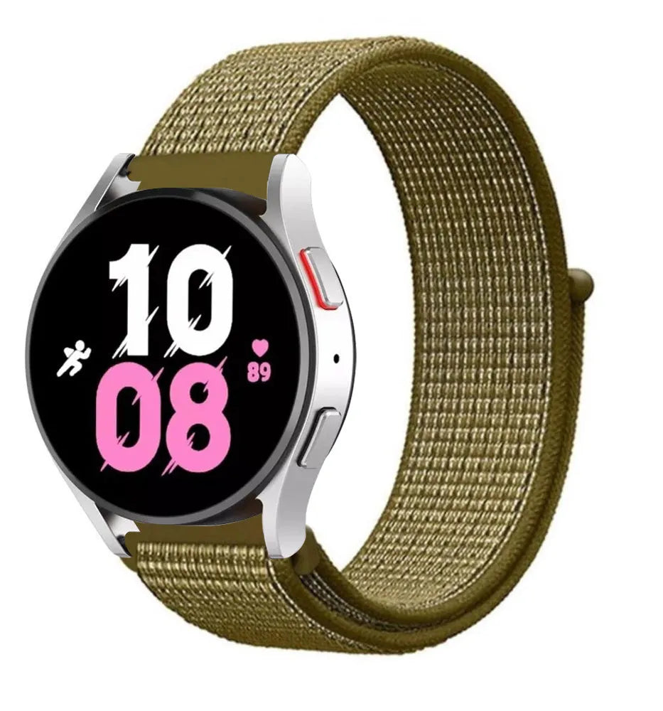 Nylon Strap, olive, on a watch, direct front view