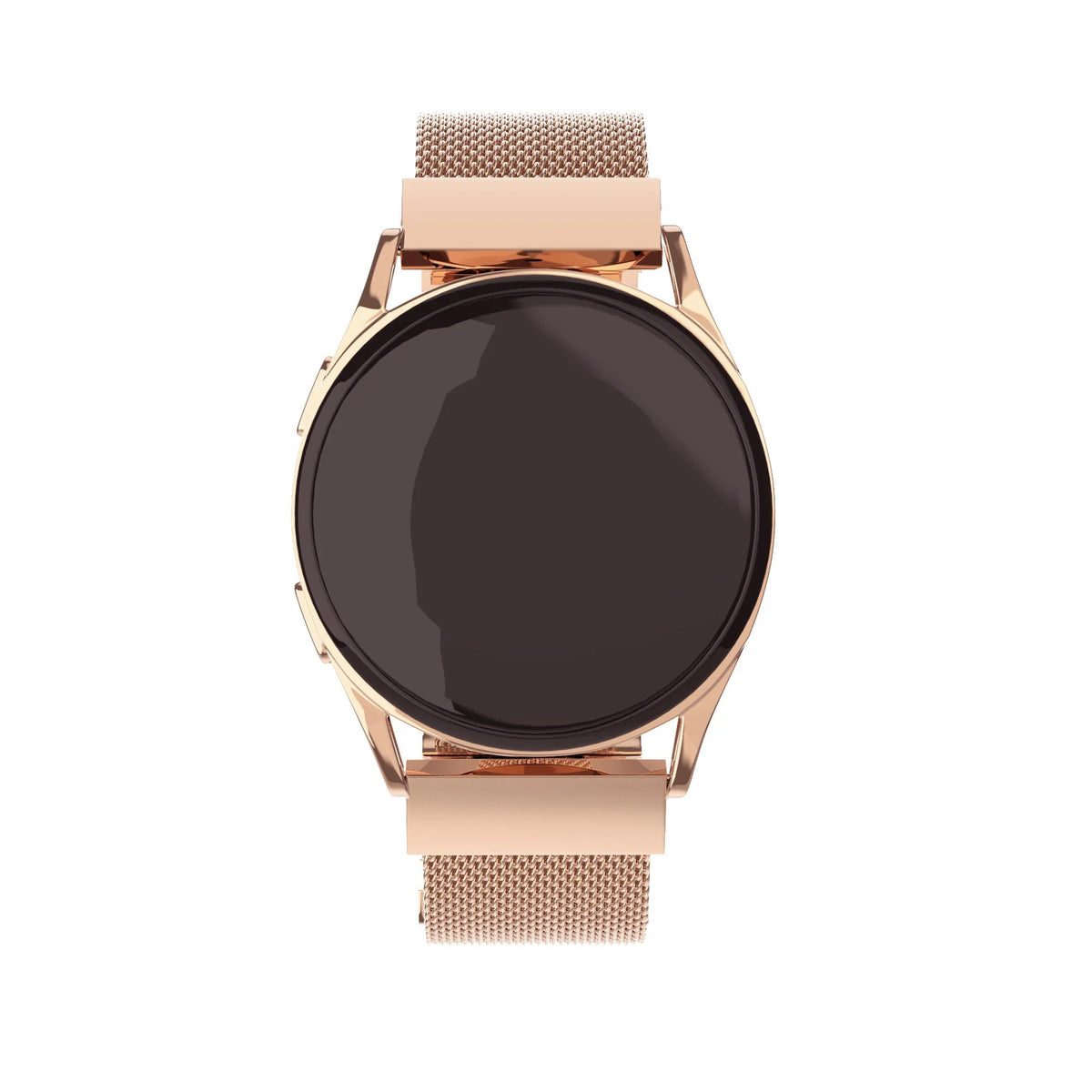Milanese Steel Strap, rose gold, on a watch, direct front view