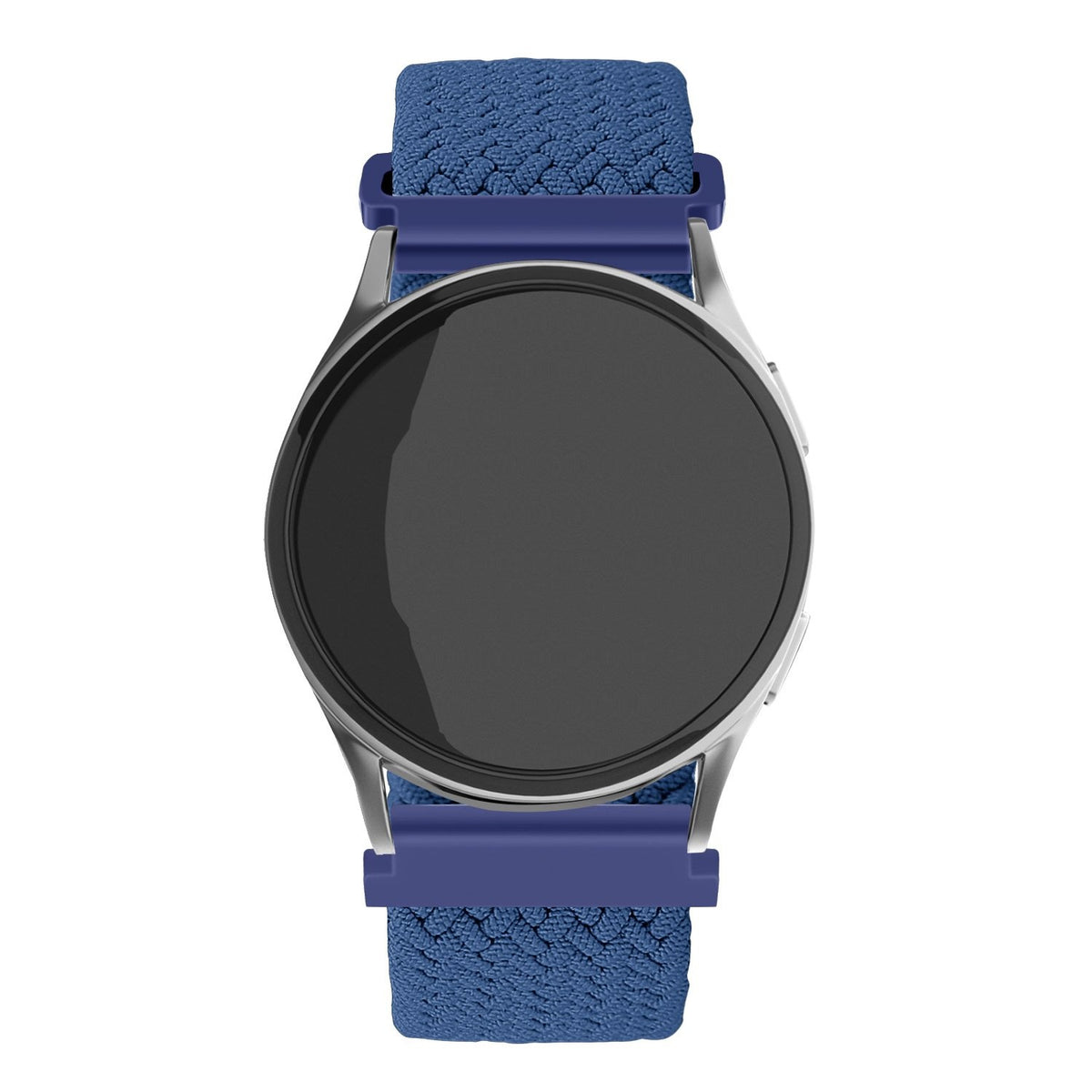 Nylon Adjustable Braided Strap, blue, on a watch, direct front view