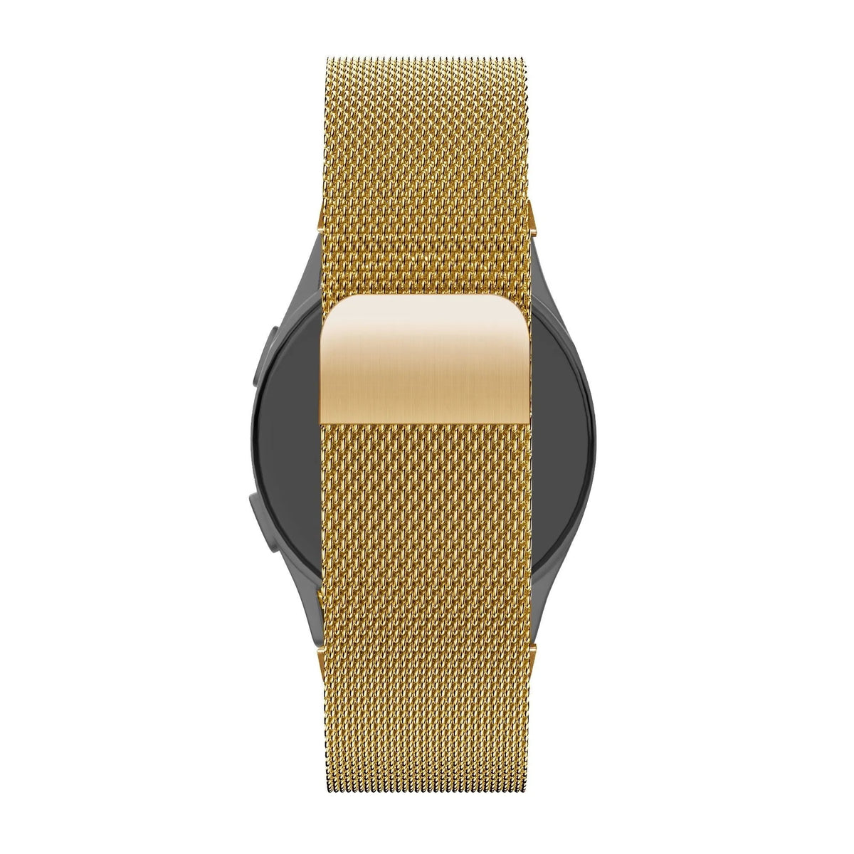 Milanese Loop Strap, gold, on a watch, direct rear view