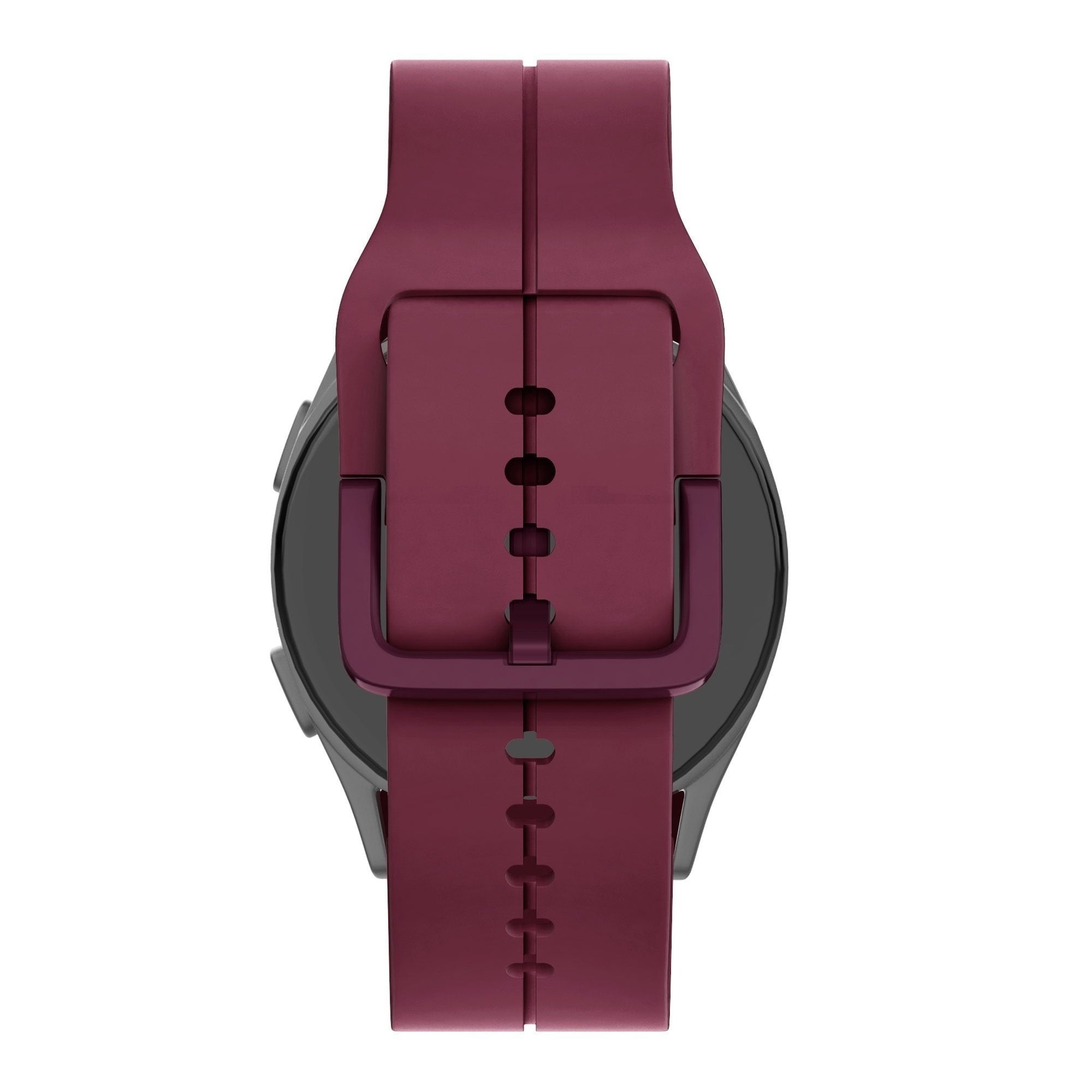 Silicone Strap 'Extreme', wine red, on a watch, direct rear view