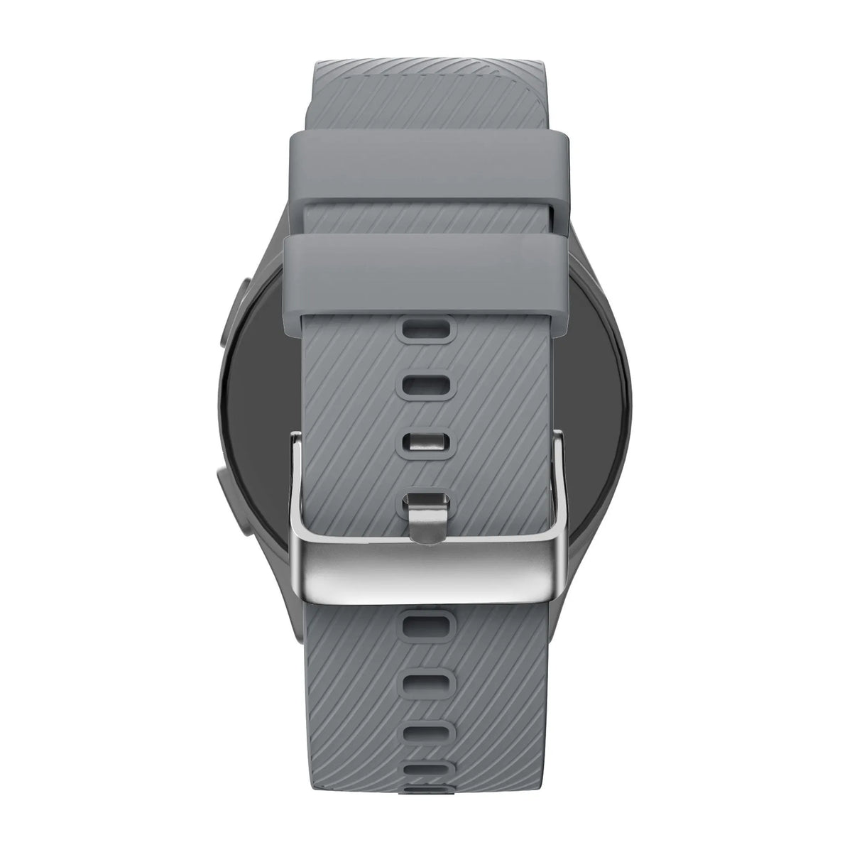 Silicone Strap 'Deluxe', grey, on a watch, direct rear view