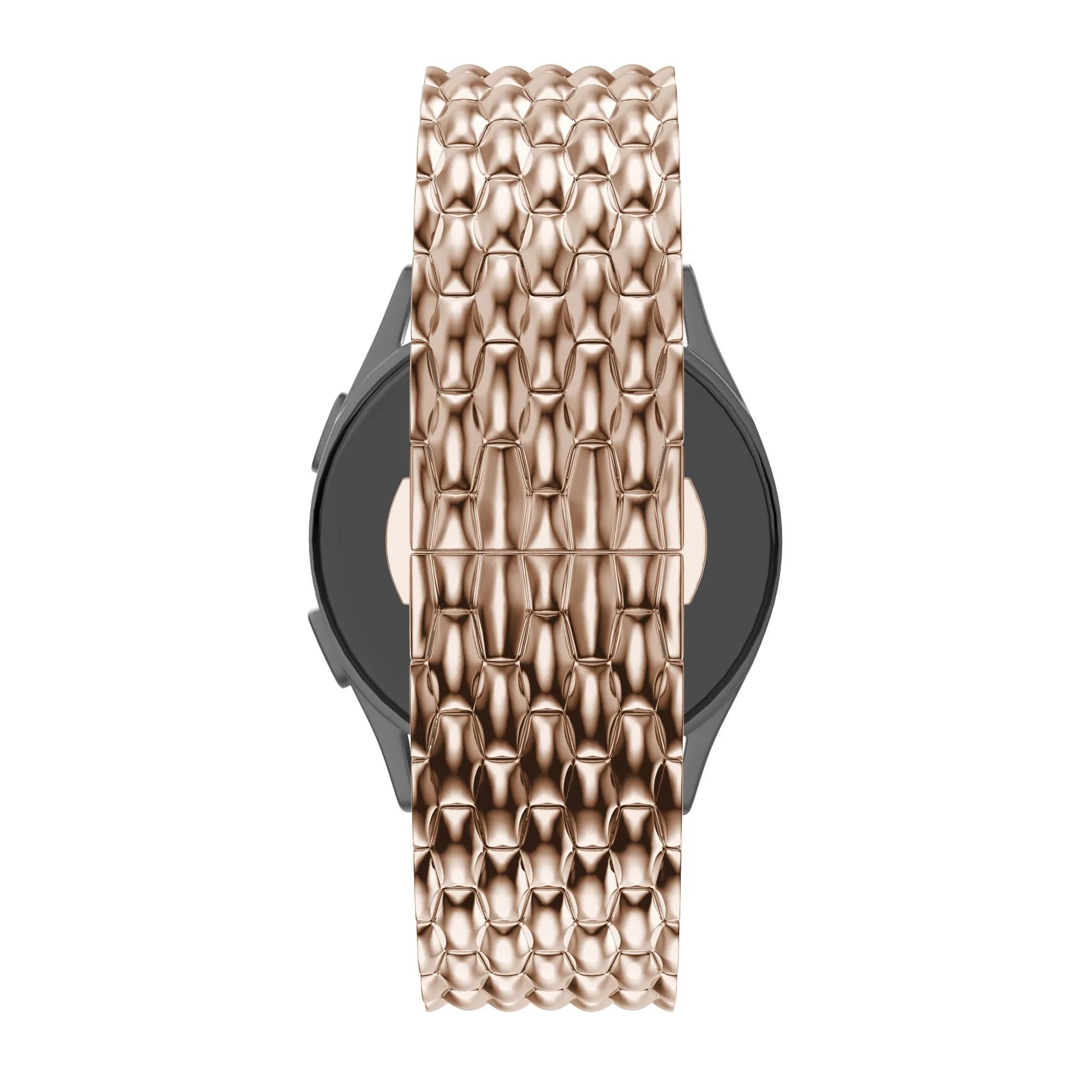 Steel Strap 'Dragon', rose gold, on a watch, direct rear view