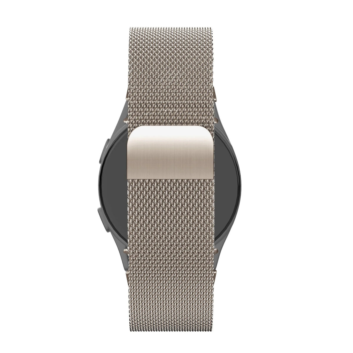 Milanese Loop Strap, champagne, on a watch, direct rear view