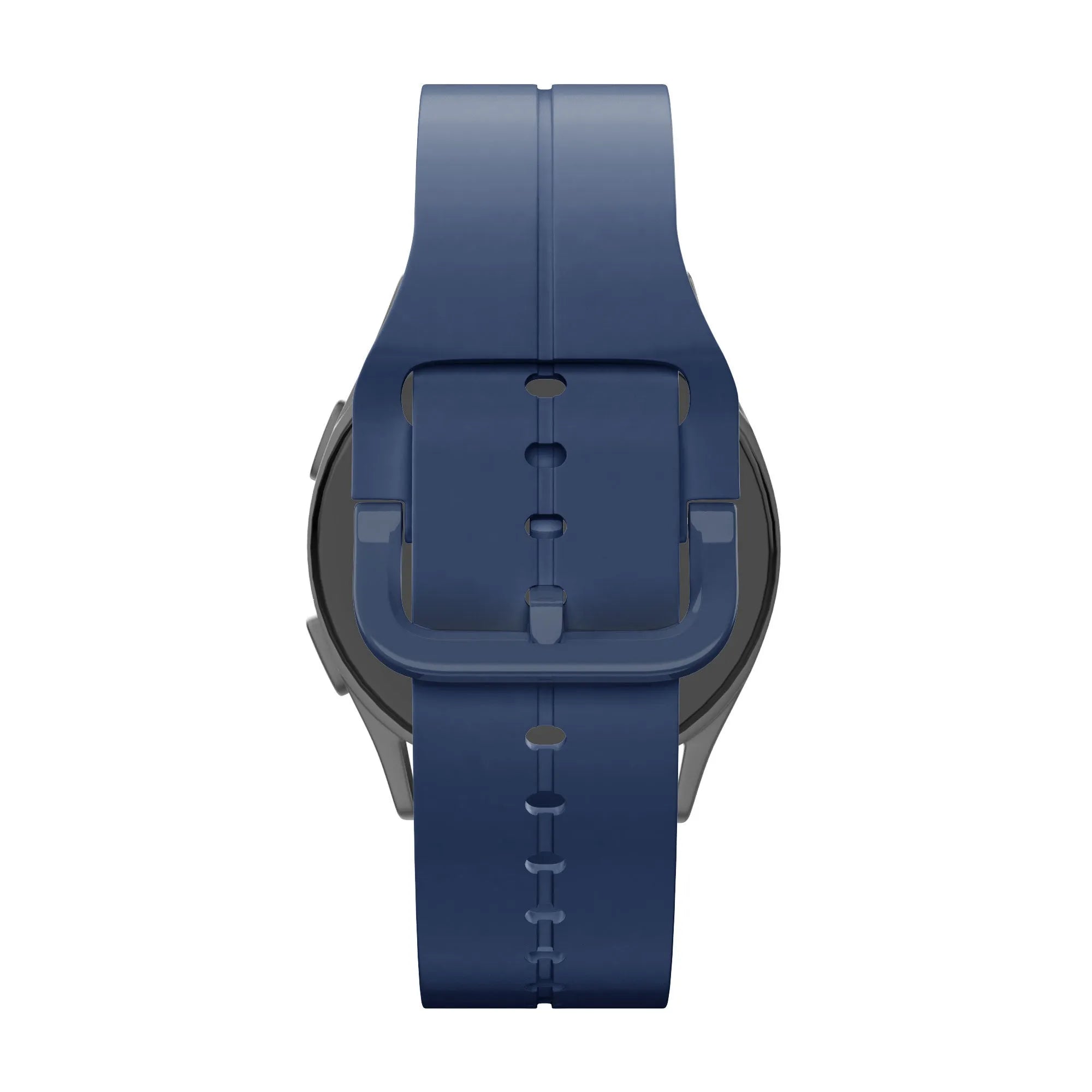 Silicone Strap 'Extreme', dark blue, on a watch, direct rear view