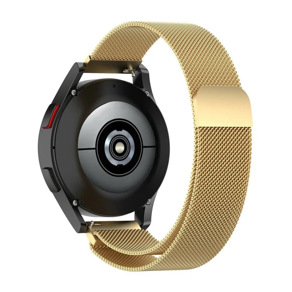 Milanese Strap, gold, on a watch, direct rear view