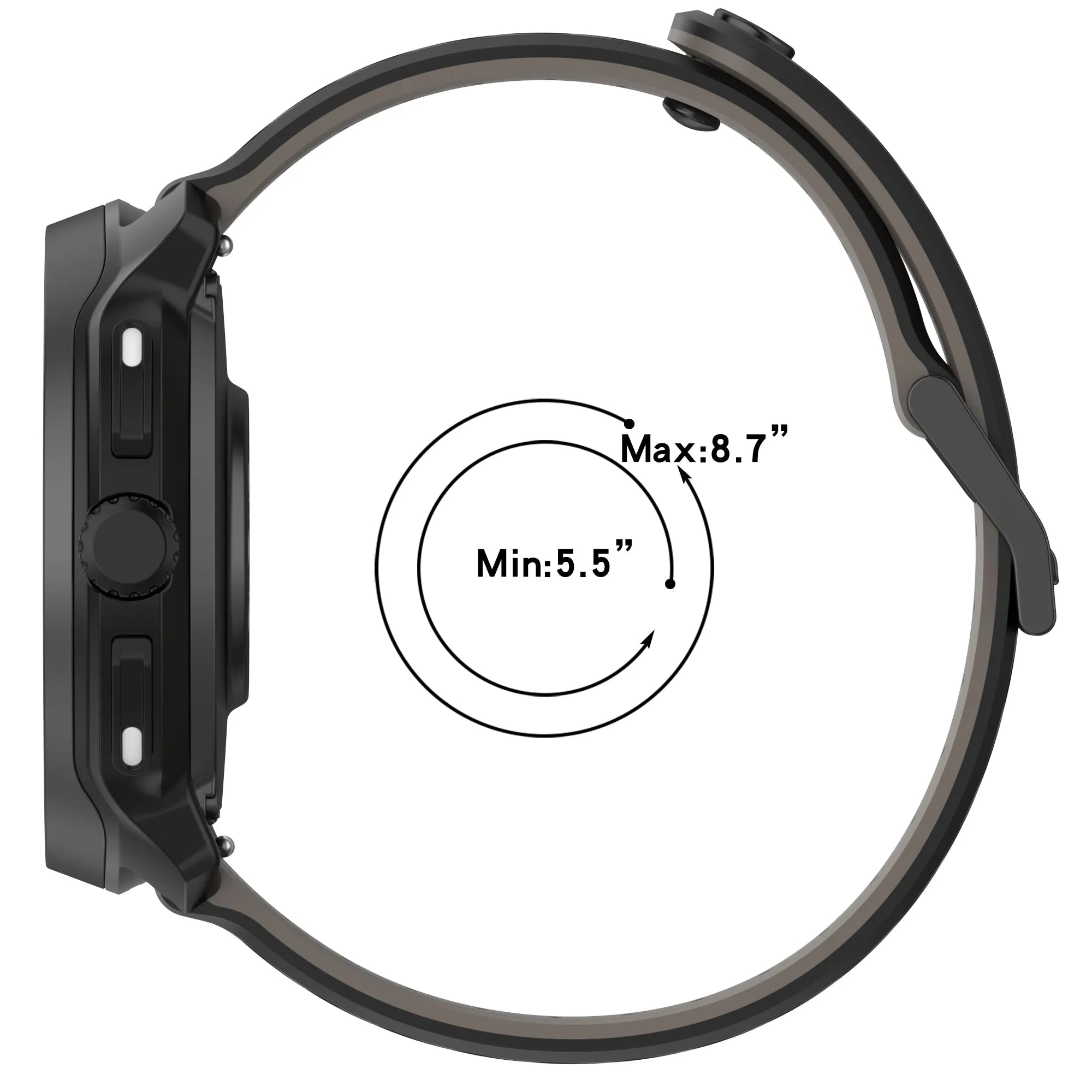 Coros Pace 3 Striped Silicone Strap (Black)