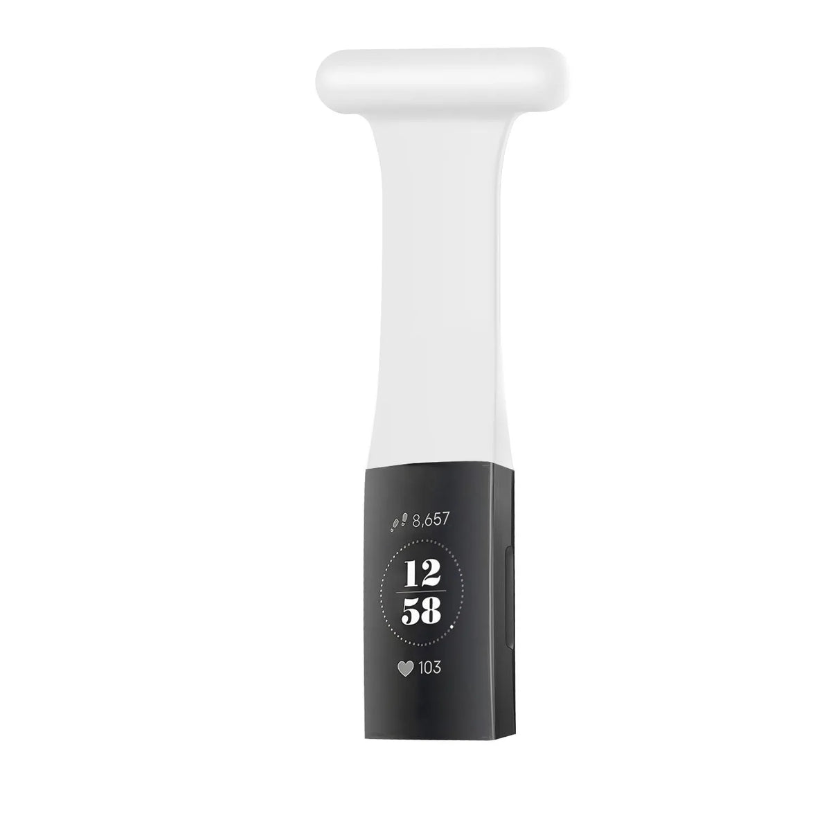 Silicone Nurse Fob, white, without a watch, 3/4 front view