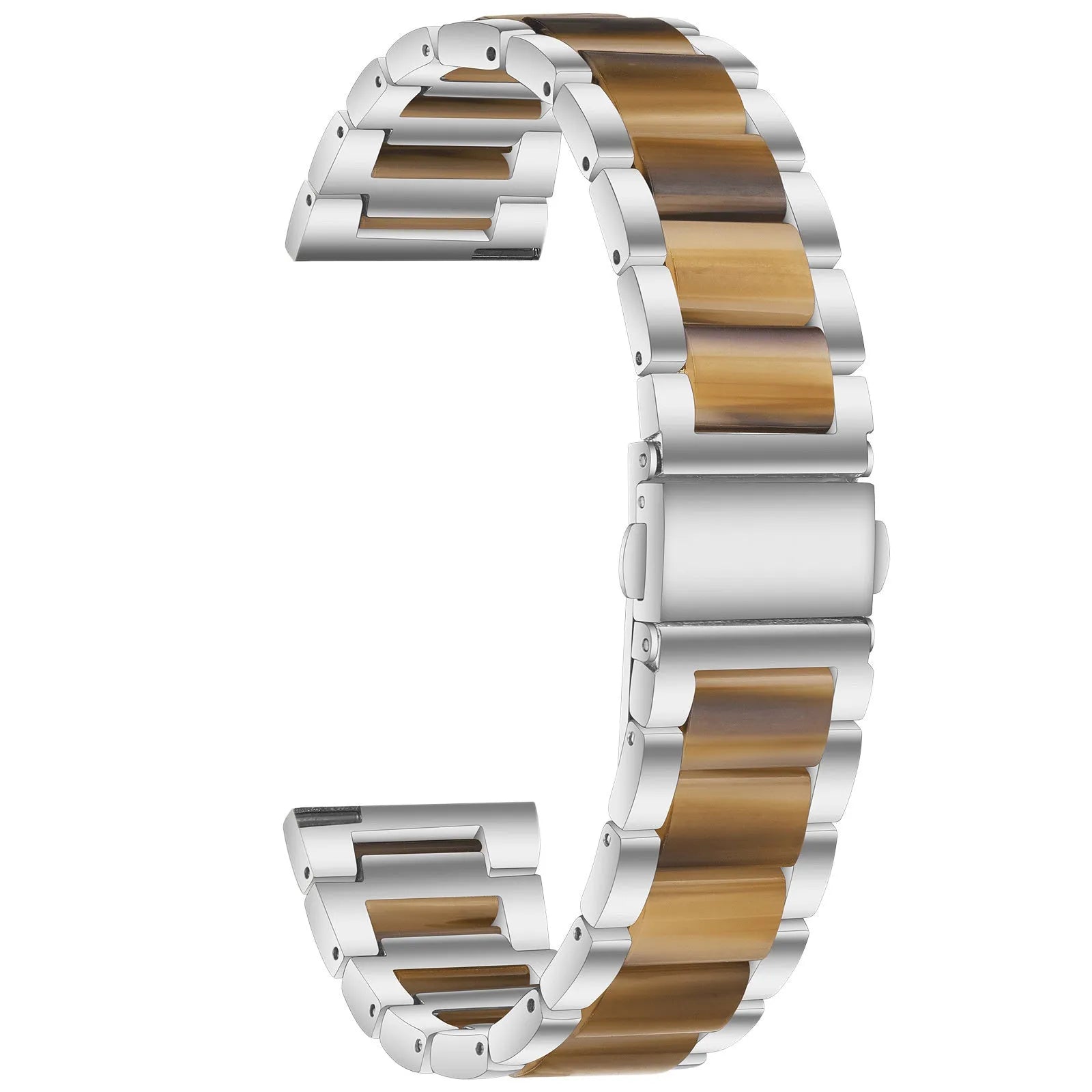Steel Resin Strap, silver/brown, without a watch, 3/4 front view