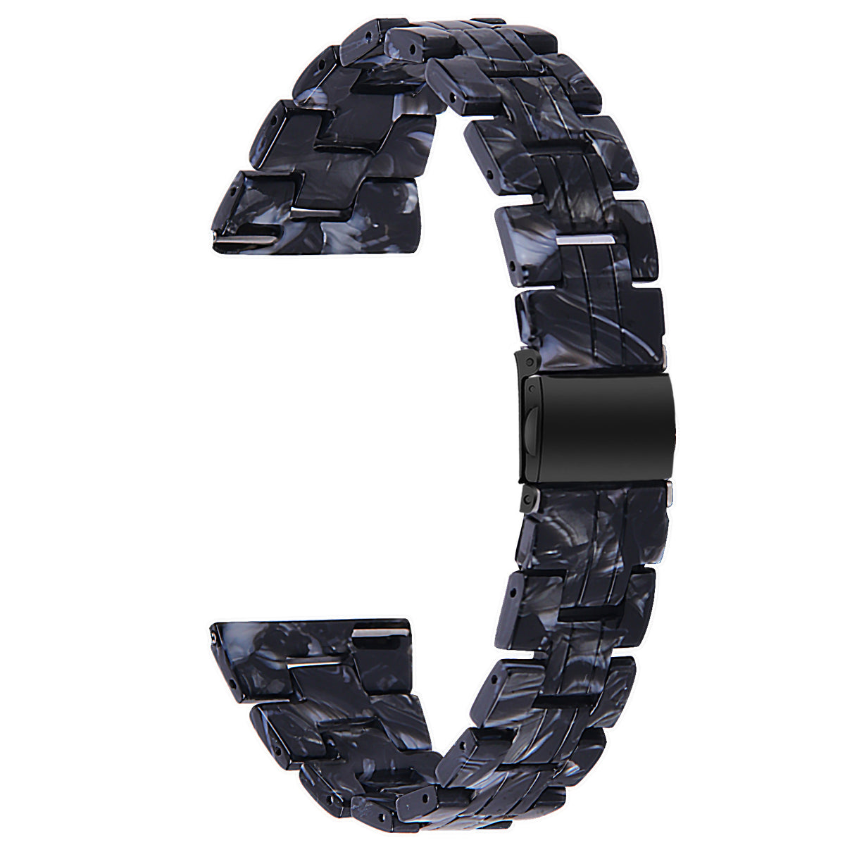 Metal Resin Strap, black/white, without a watch, 3/4 front view