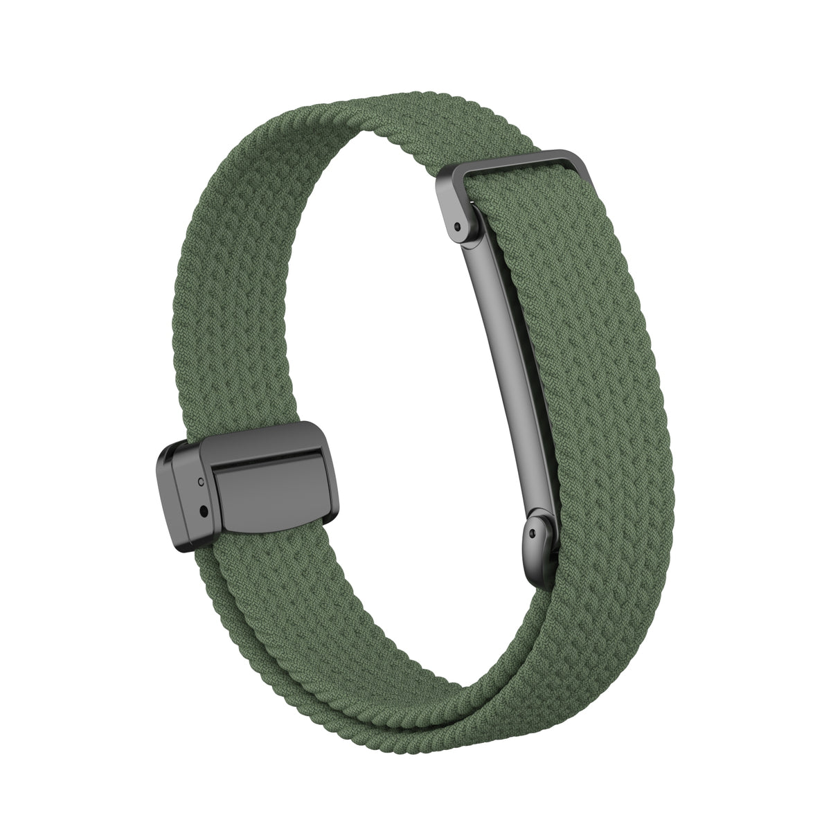 Nylon Braided Strap with D-Buckle, army green, without a watch, 3/4 front view