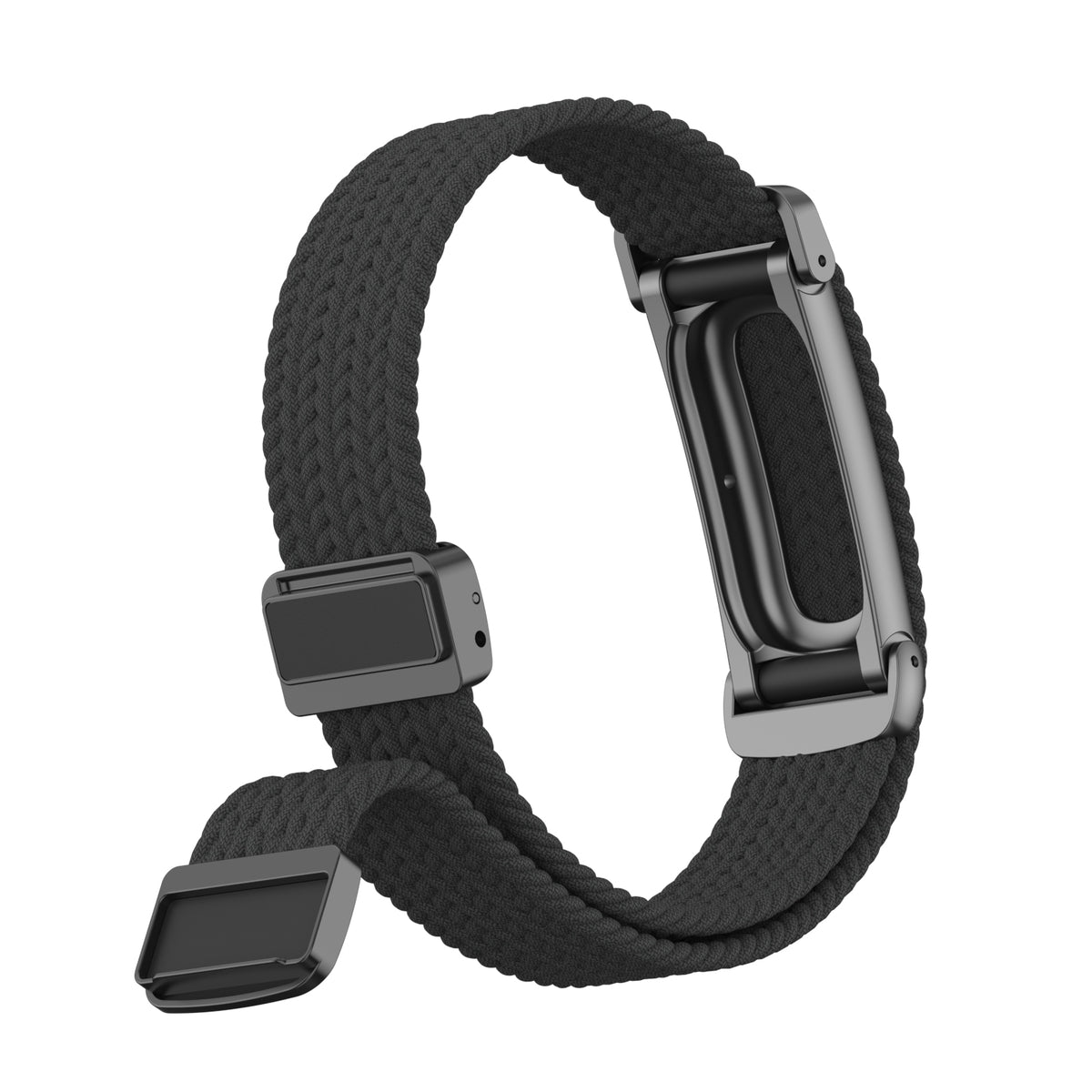 Nylon Braided Strap with D-Buckle, black, without a watch, 3/4 front view