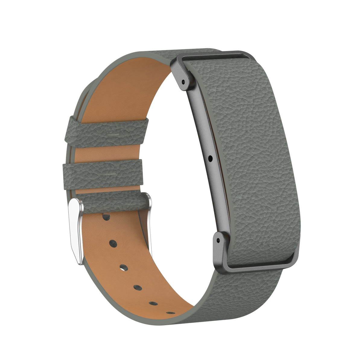 Litchi Leather Strap, viridian, without a watch, 3/4 front view