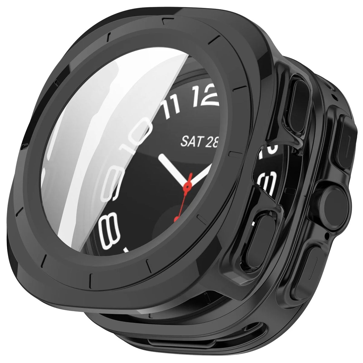Samsung Galaxy Watch Ultra 2 PC case met glas (zwart)