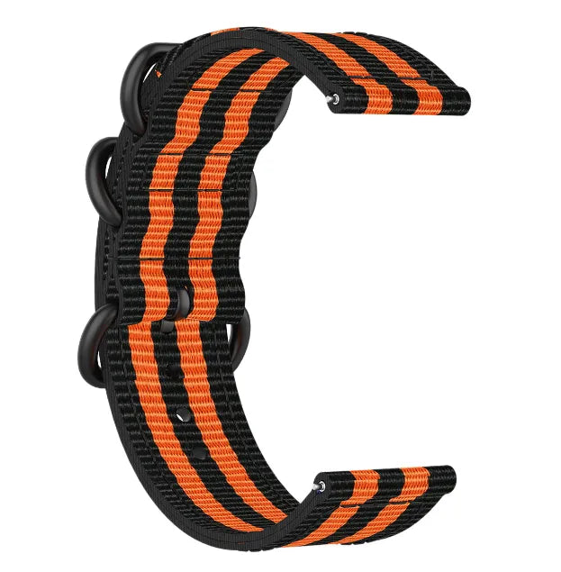 Nylon Buckle Strap, black/orange, without a watch, 3/4 front view
