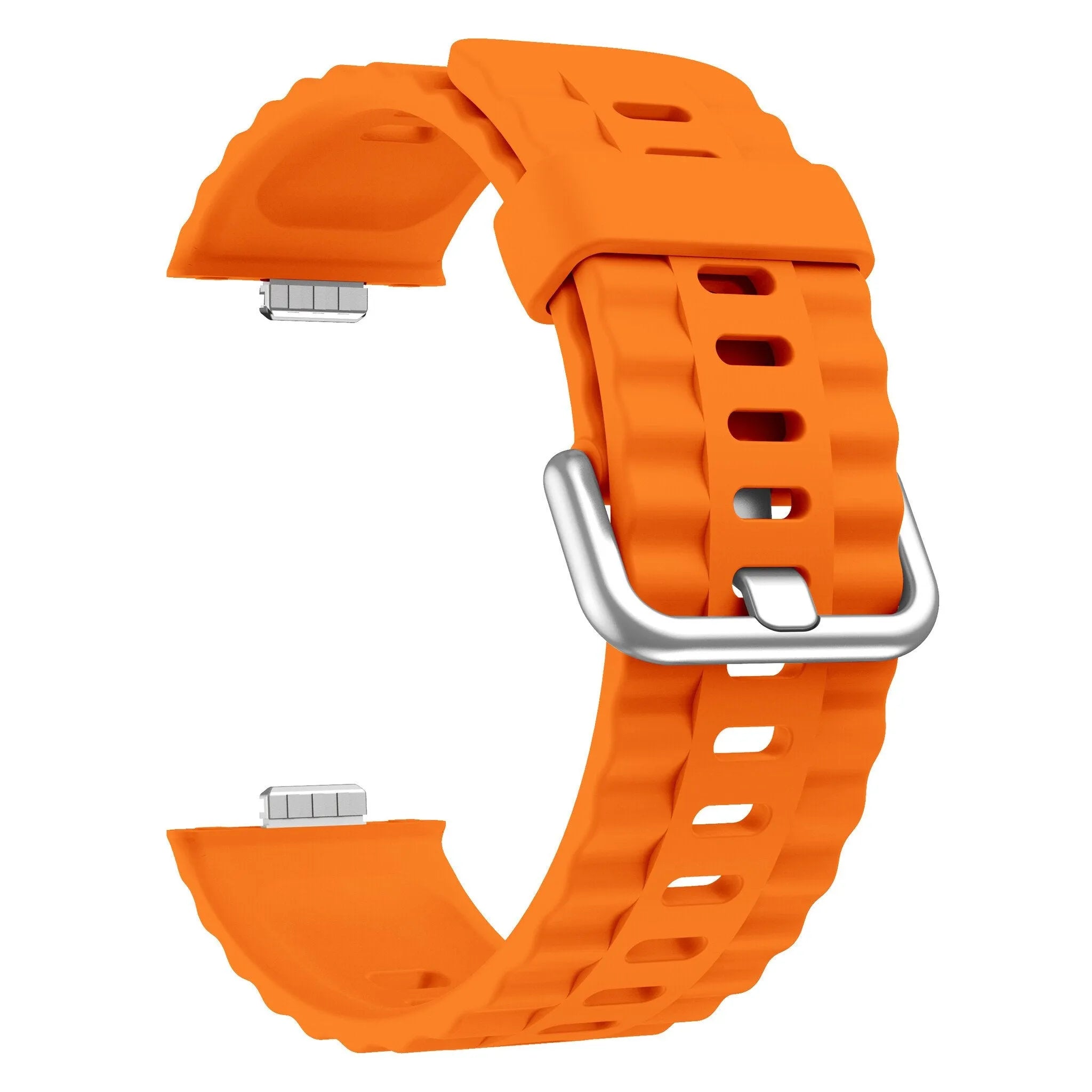 Silicone Classic Strap, orange, without a watch, 3/4 front view