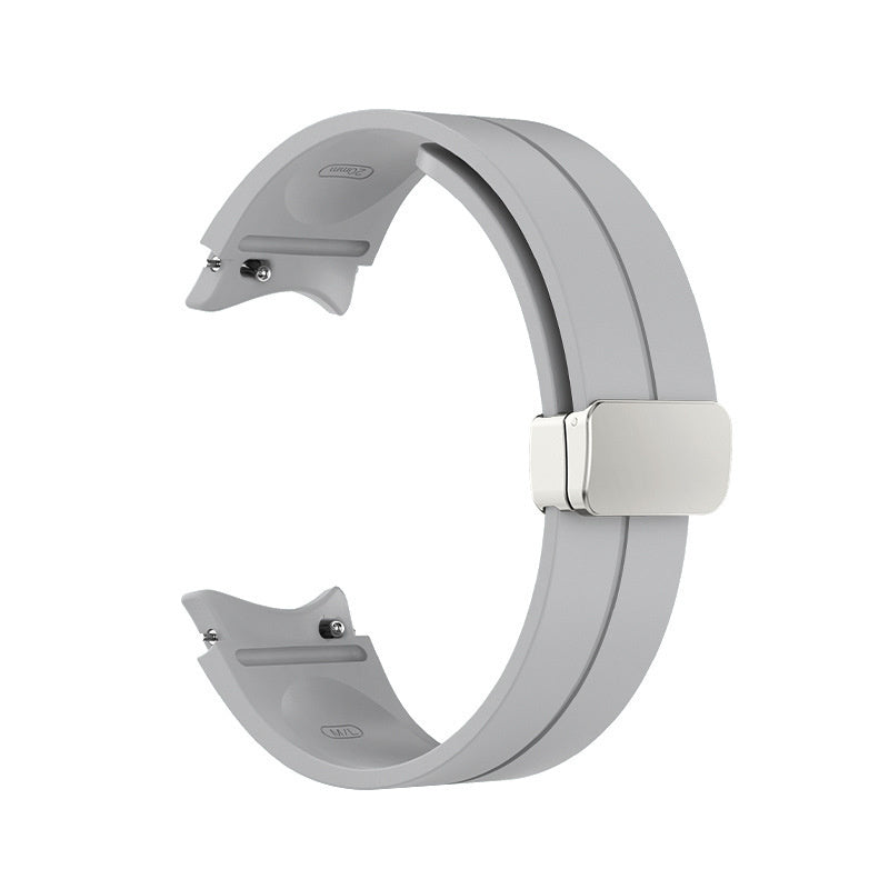 Silicone Magnetic Sport Strap, grey, without a watch, 3/4 front view