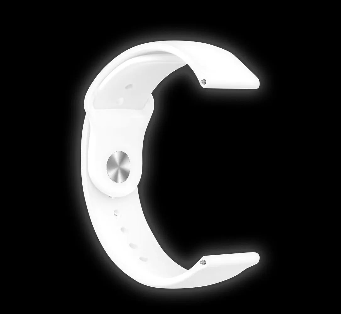 Silicone Glow in the Dark Strap, white, without a watch, 3/4 front view