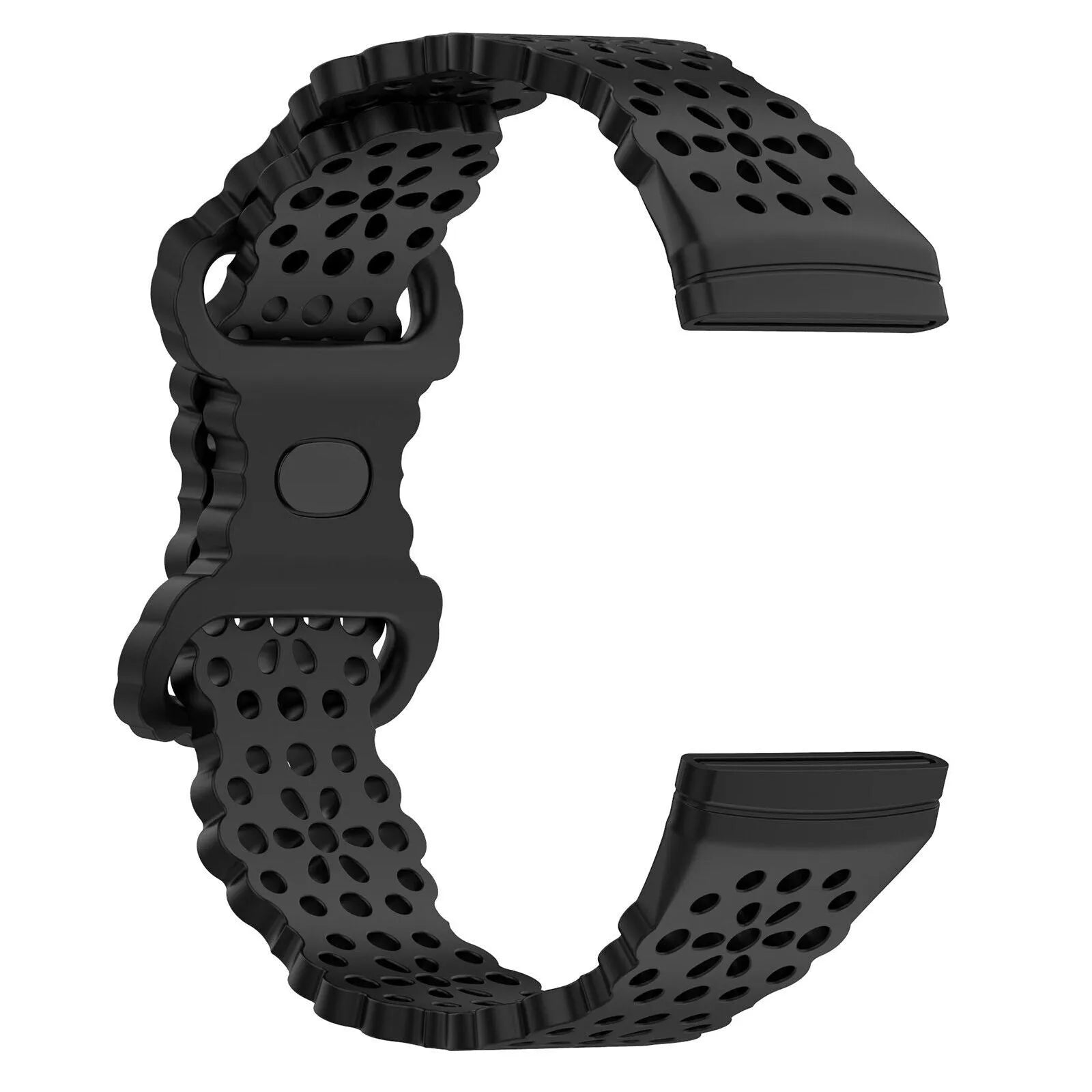 Patterned Silicone Strap, black, without a watch, 3/4 front view