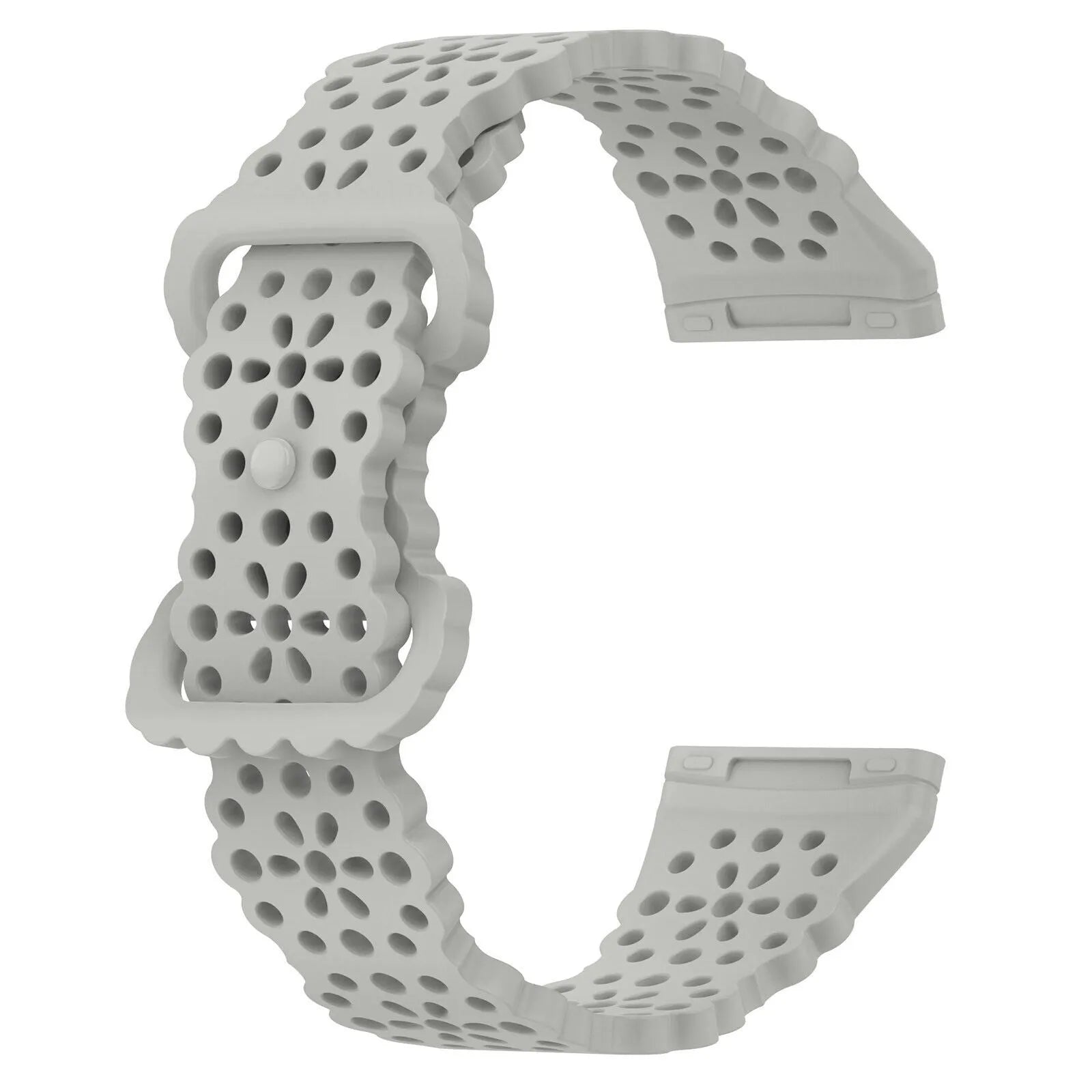 Patterned Silicone Strap, grey, without a watch, 3/4 front view
