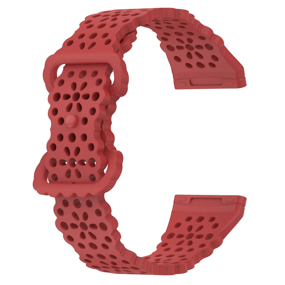 Patterned Silicone Strap, red, without a watch, 3/4 front view