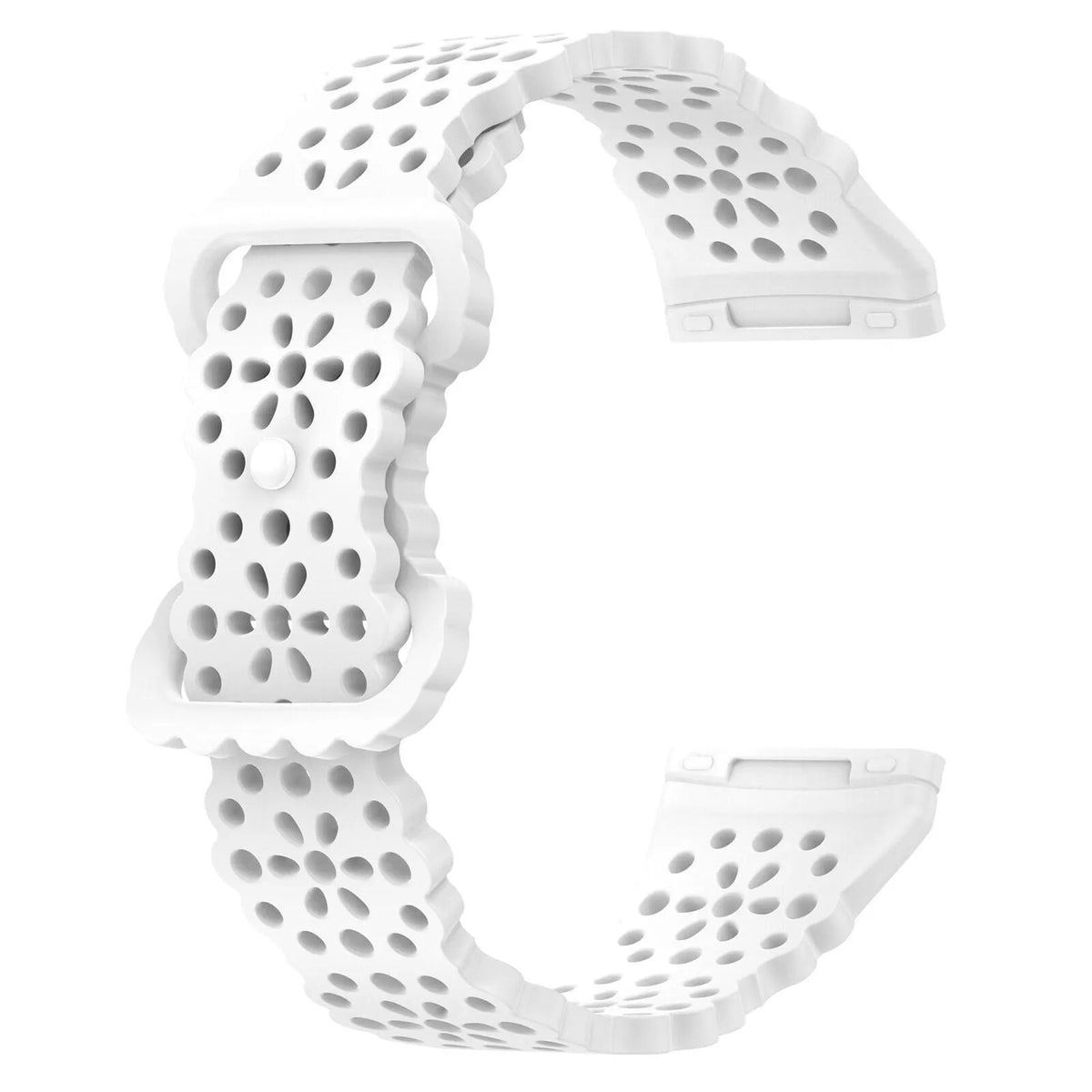 Patterned Silicone Strap, white, without a watch, 3/4 front view