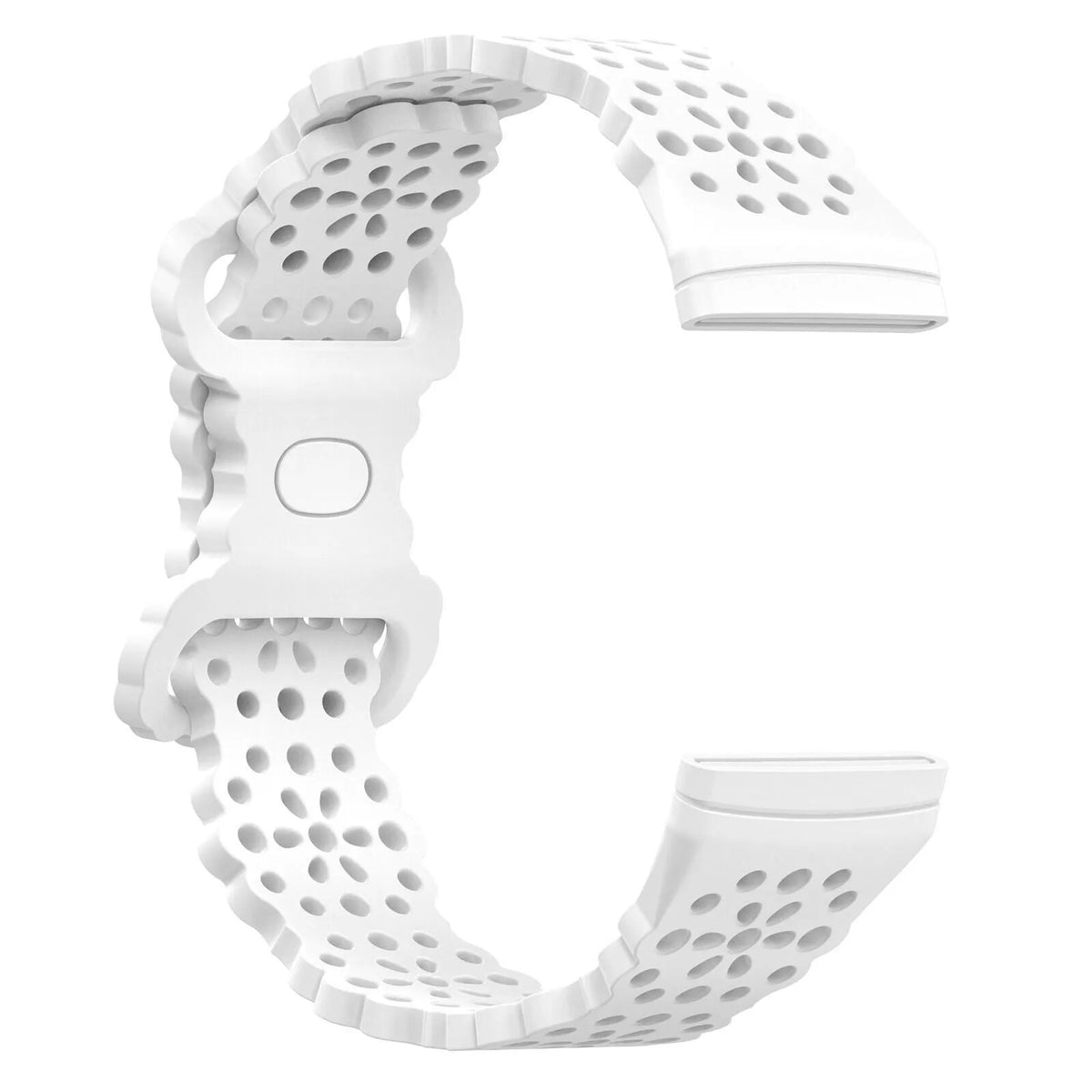 Patterned Silicone Strap, white, without a watch, 3/4 front view