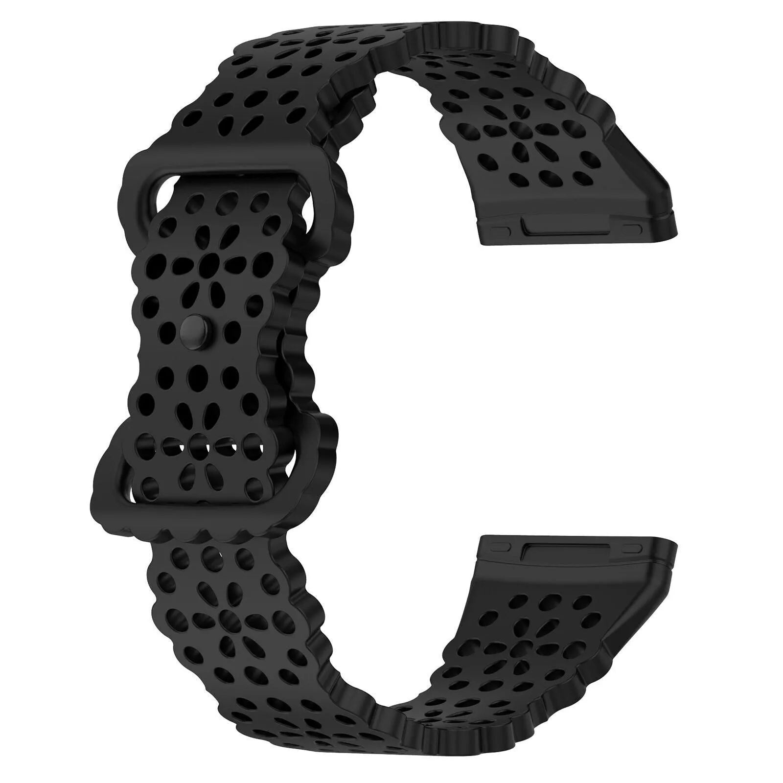 Patterned Silicone Strap, black, without a watch, 3/4 front view