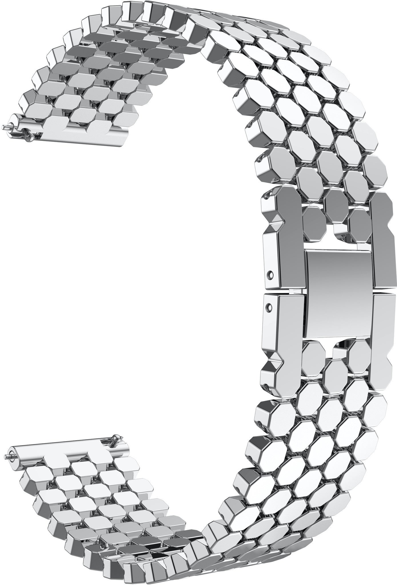 Steel Strap Hexagons, silver, without a watch, 3/4 front view