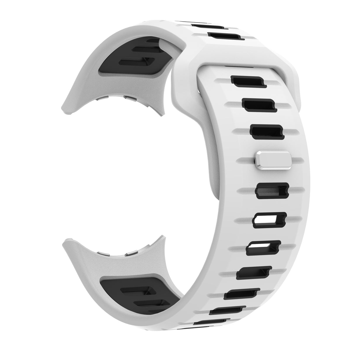 Silicone Sport Duo Strap, white/black, without a watch, 3/4 front view