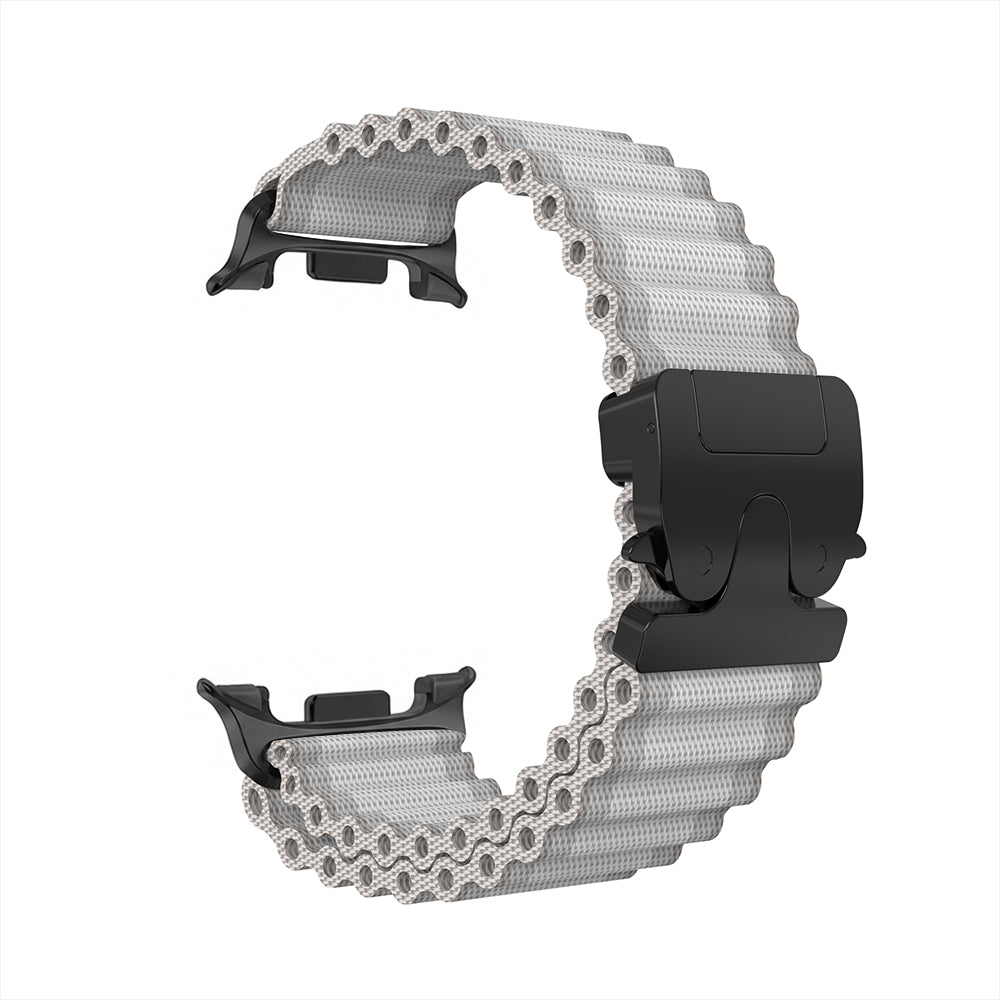 Correa nylon Outdoor con hebilla-P Samsung Galaxy Watch 8 Classic (blanco con negro)