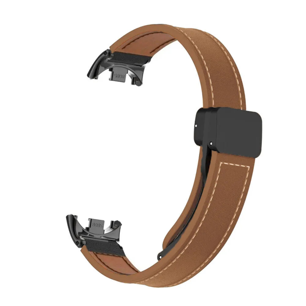 Leather D-Buckle Strap, brown, without a watch, 3/4 front view
