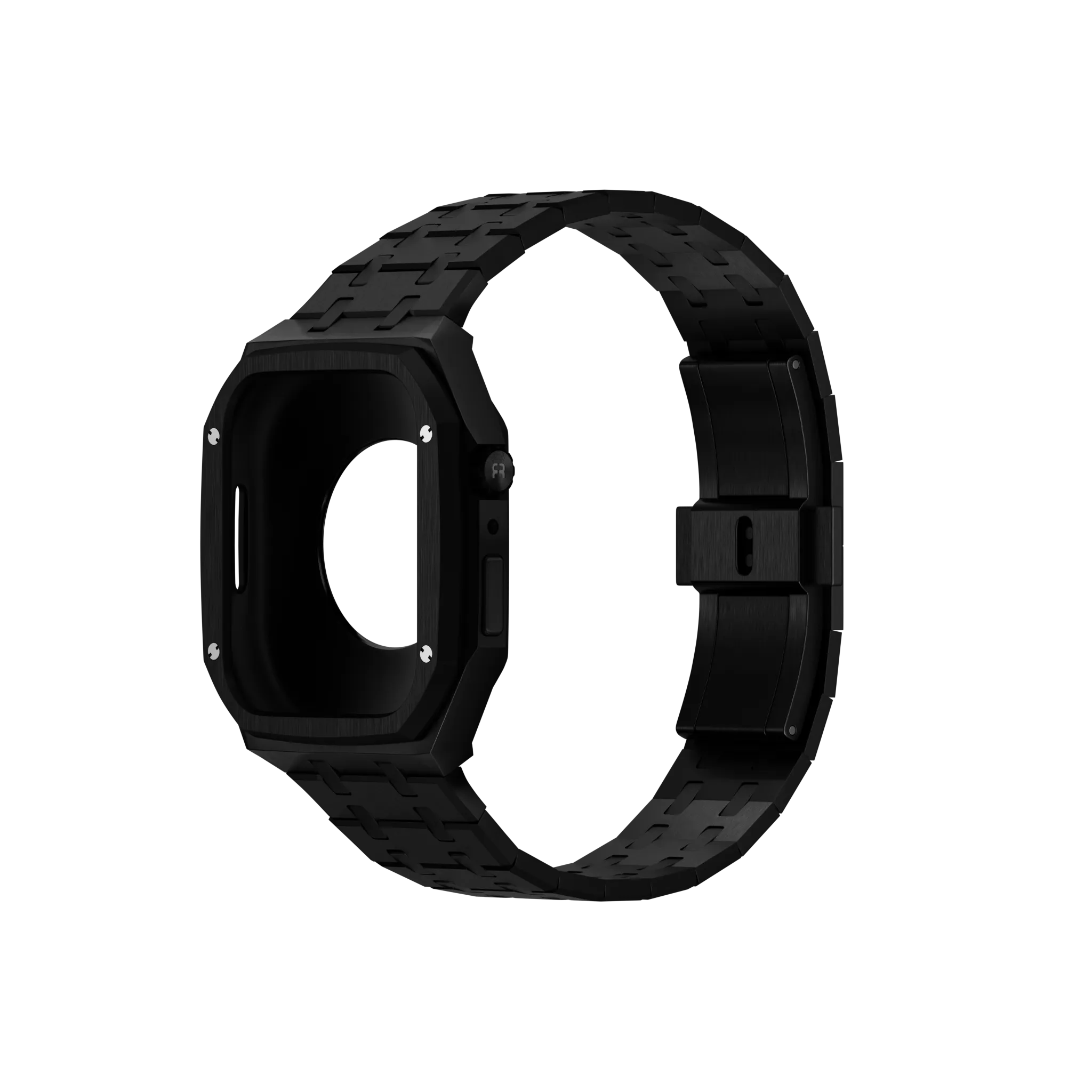Reqior Apple Watch 45mm Kast met Stalen Band (Zwart)