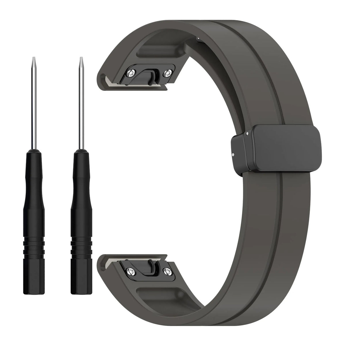 D-Buckle Silicone Strap, dark grey, without a watch, 3/4 rear view