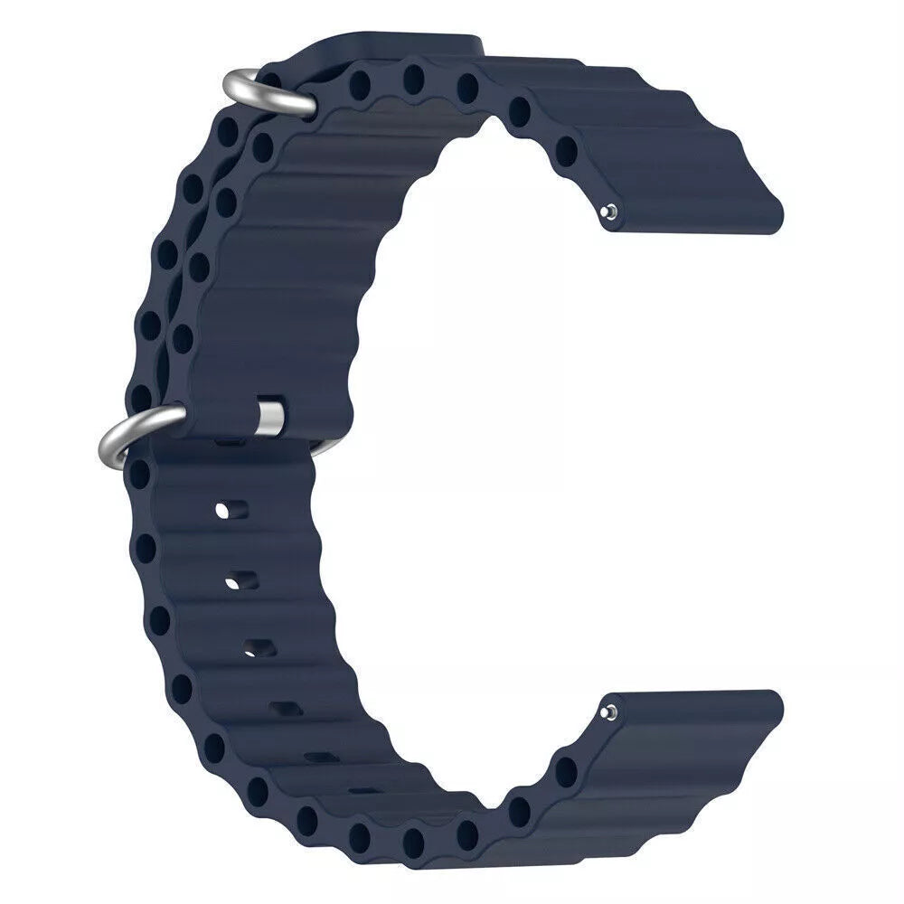 Silicone Ocean Strap, dark blue, without a watch, 3/4 rear view