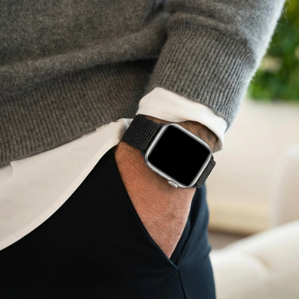 Bandz Correa Nylon 'Clásico' Apple Watch (negro)