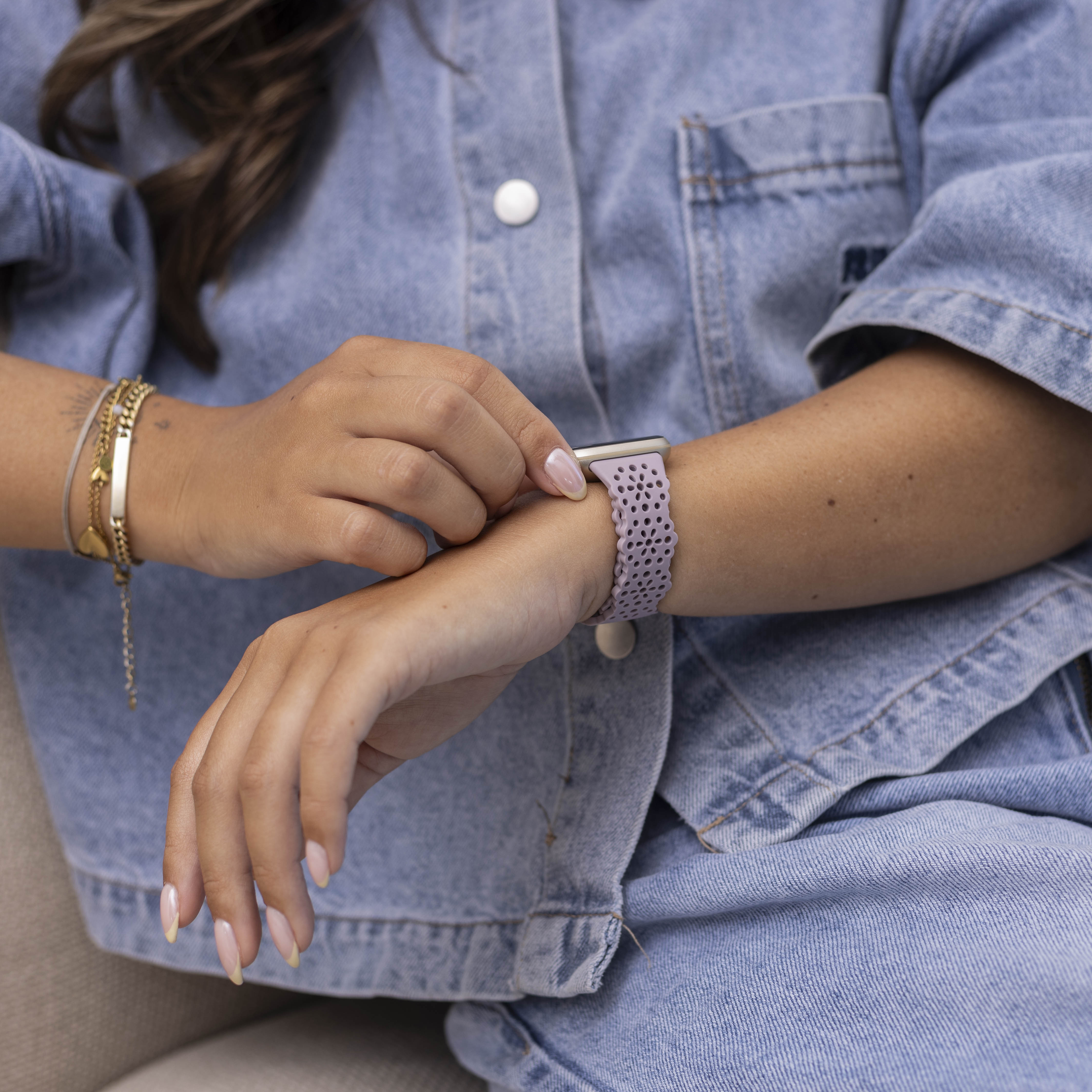 Fitbit Versa 3 Silikonarmband mit Muster (Lila)