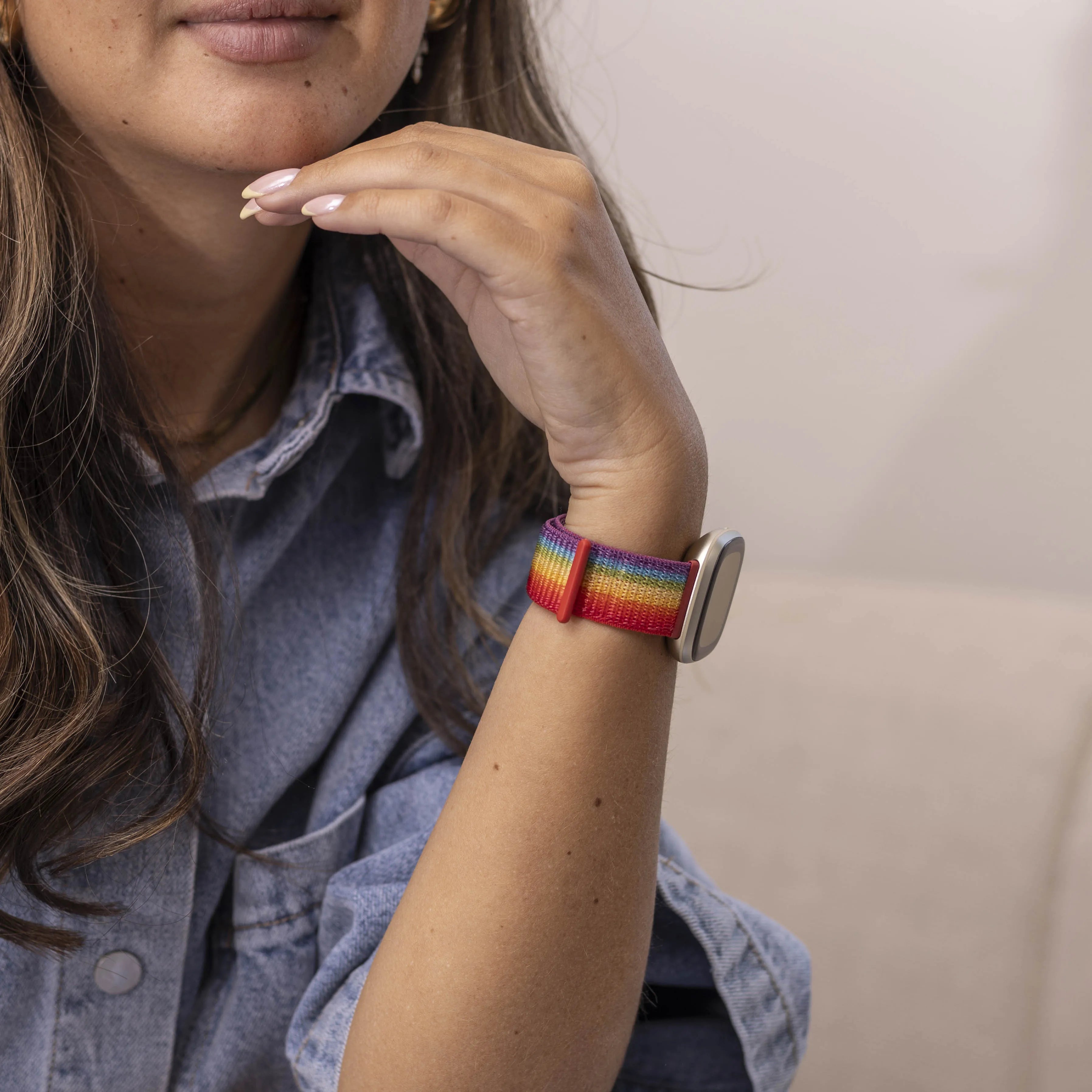 Fitbit Sense Nylonarmband (Regenbogen)