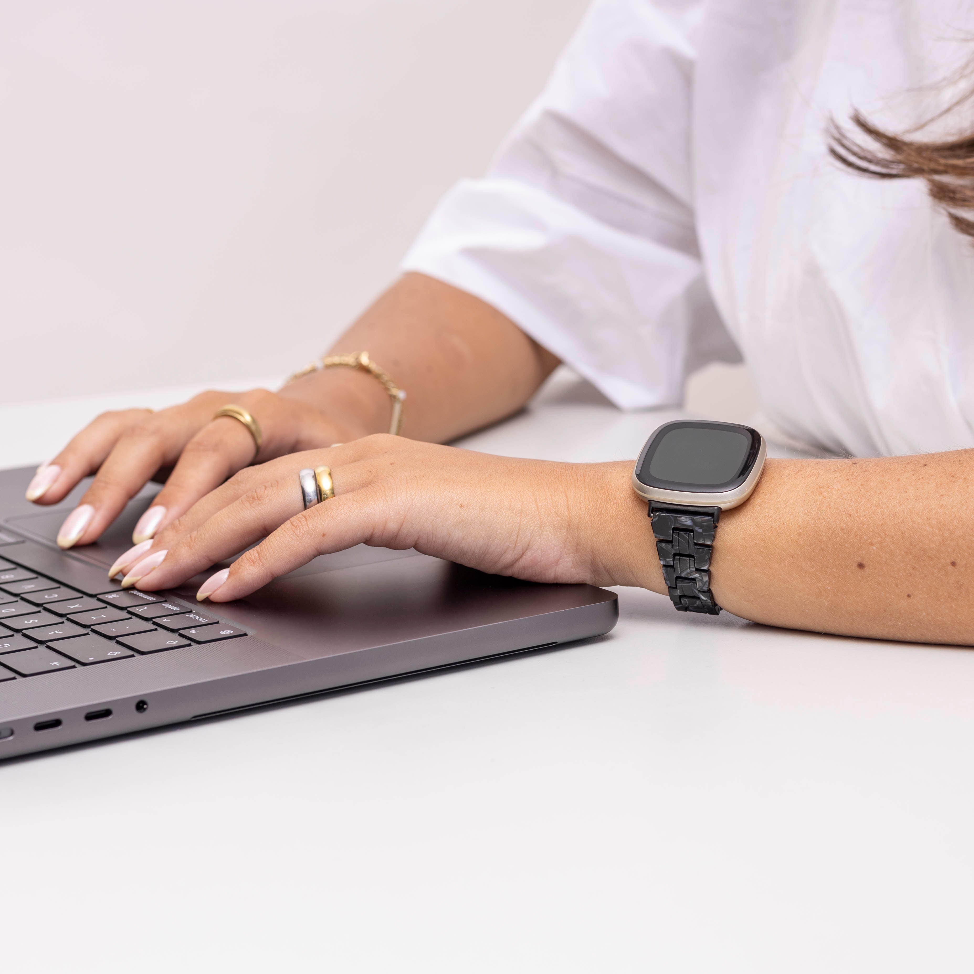 Fitbit Sense Resin Strap (Black/White)