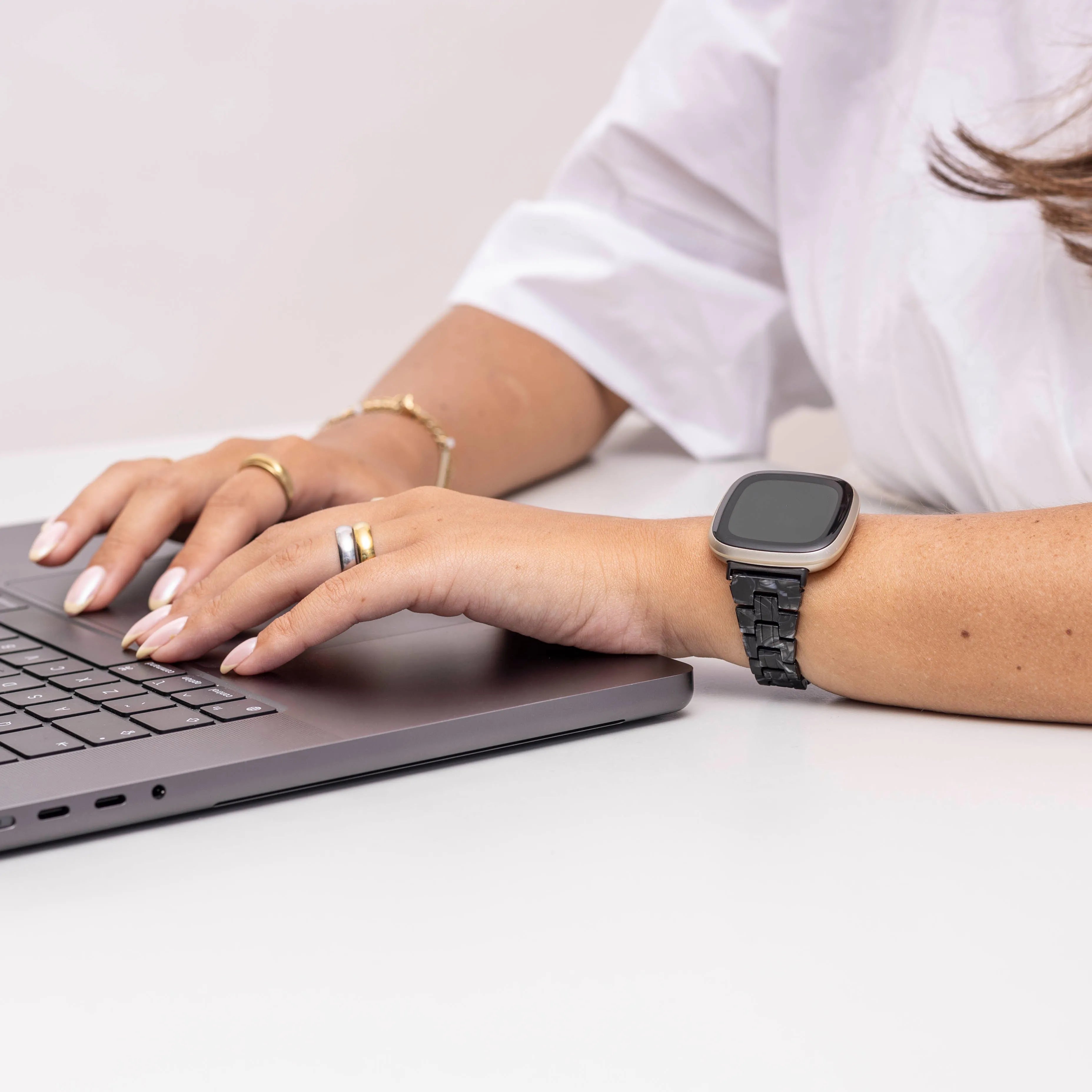 Fitbit Sense Resin Strap (Black/White)