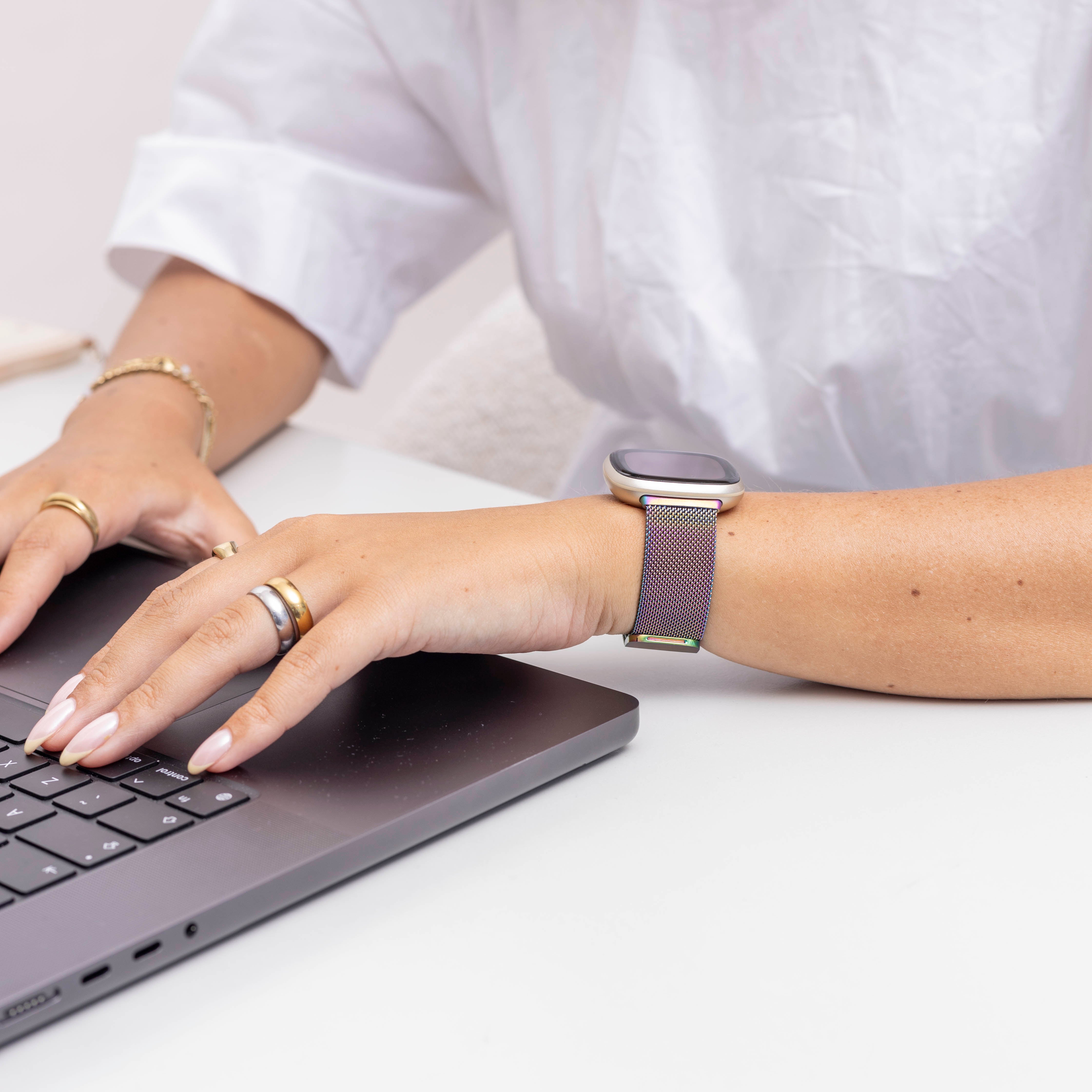 Fitbit Sense Milanese Strap (Pearlescent)