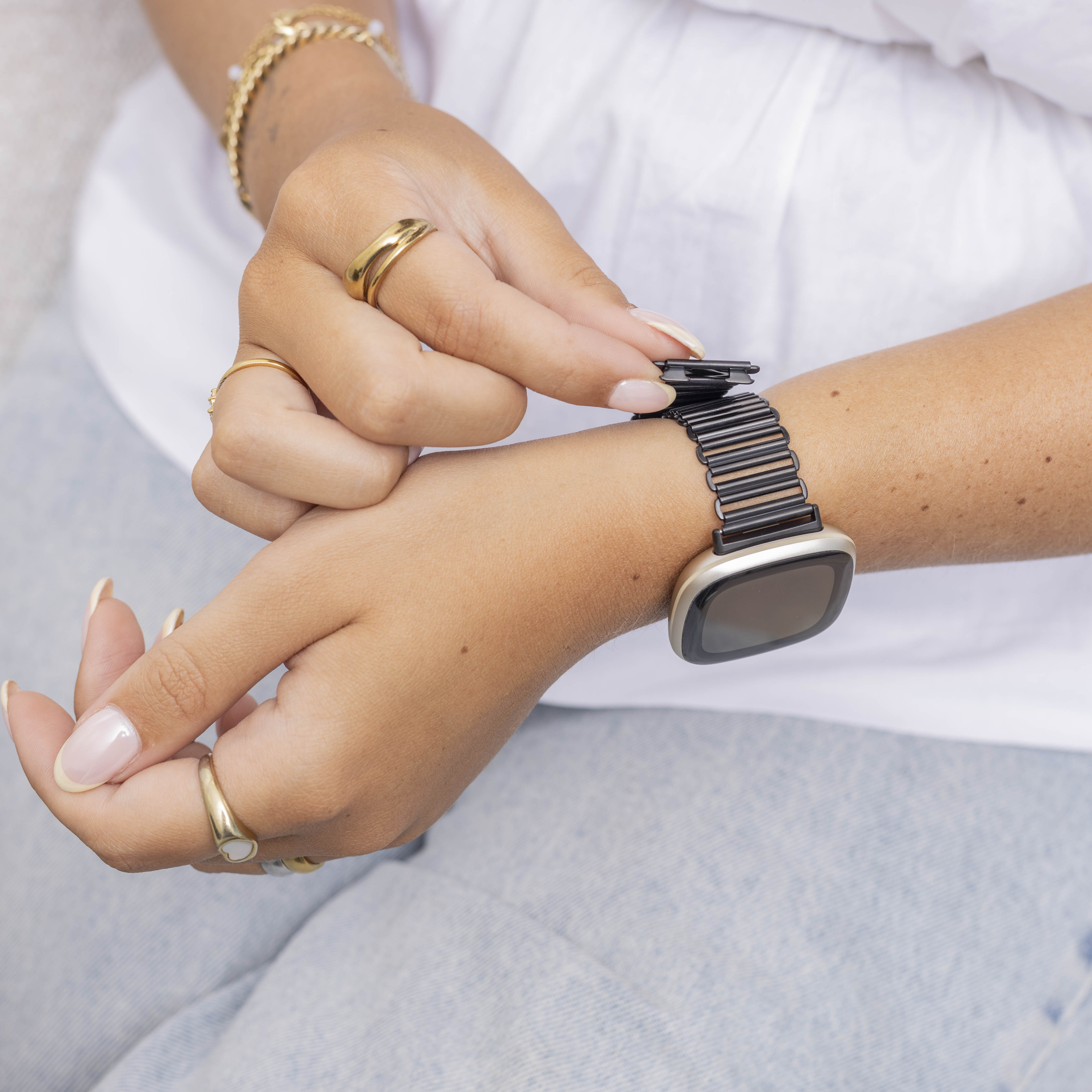 Fitbit Versa 3 Stahl-Loop Armband (Schwarz)