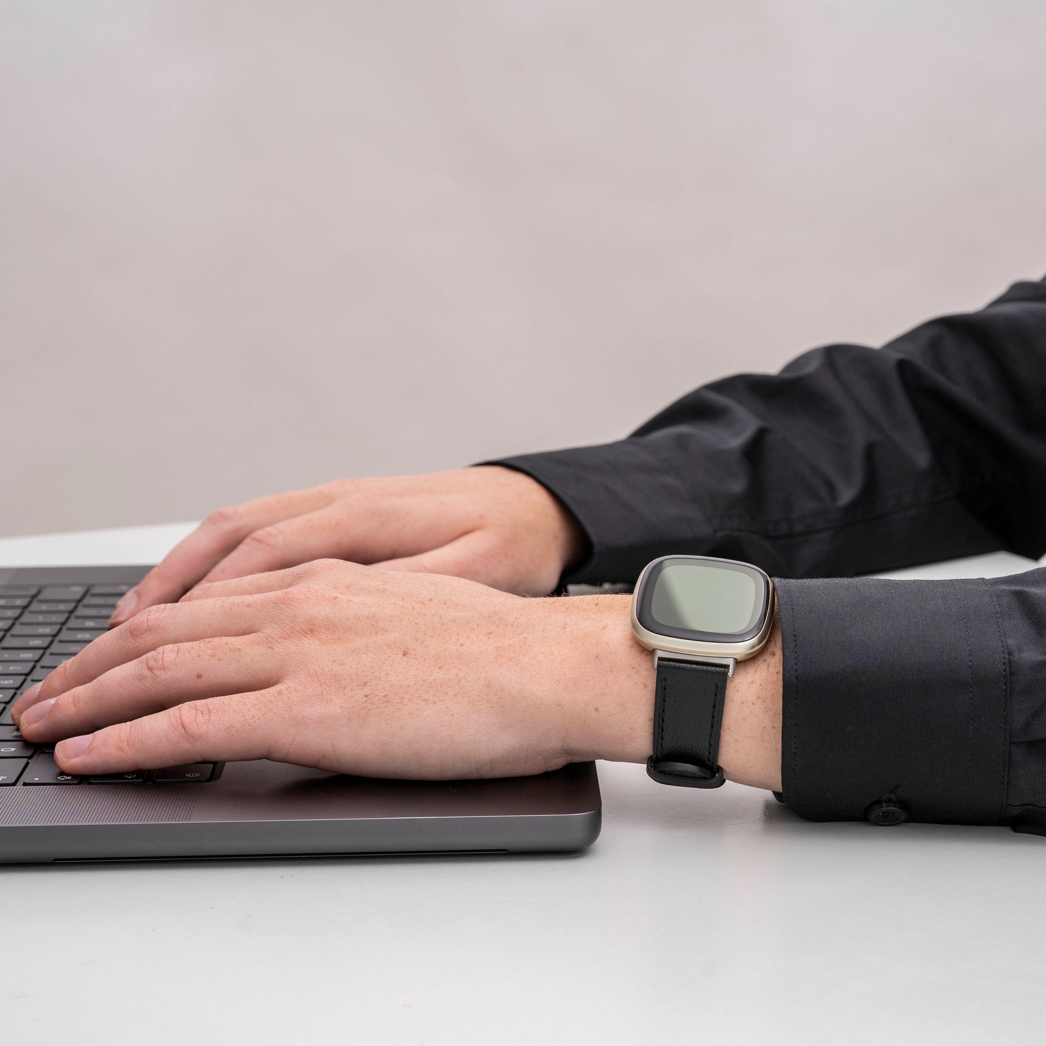 Fitbit Sense Leather Strap (Slim Black)