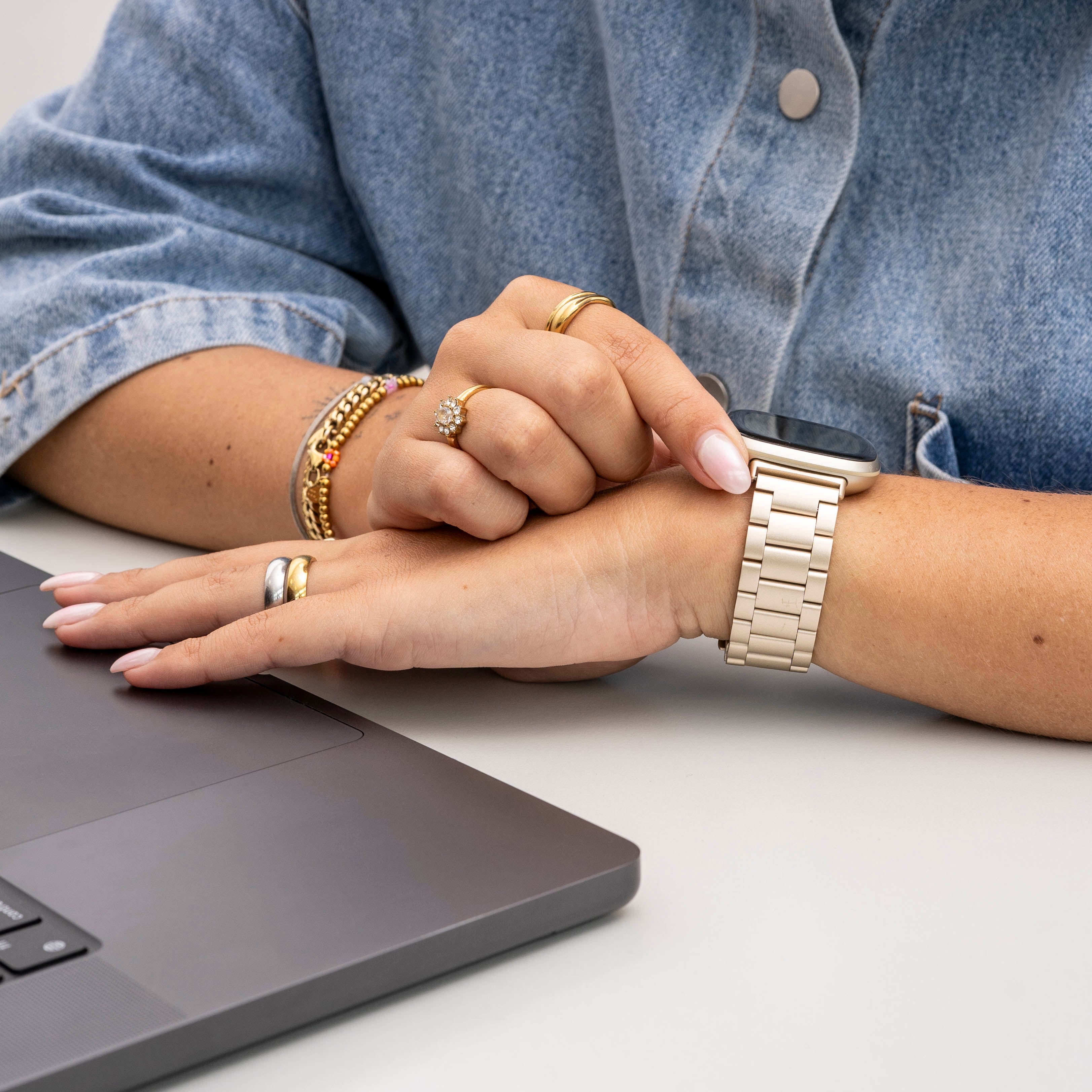 Fitbit Sense Steel Strap (Champagne Gold)