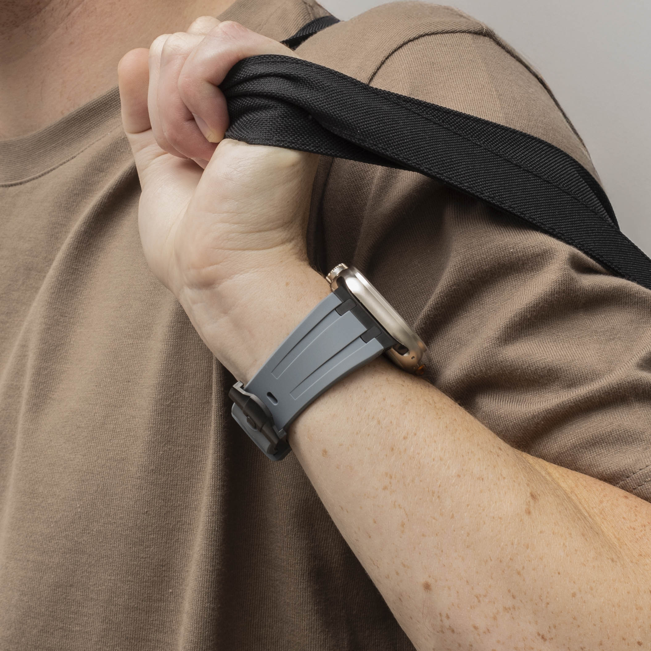 Apple Watch Ultra luxe liquid silicone band (donkergrijs met zwart)