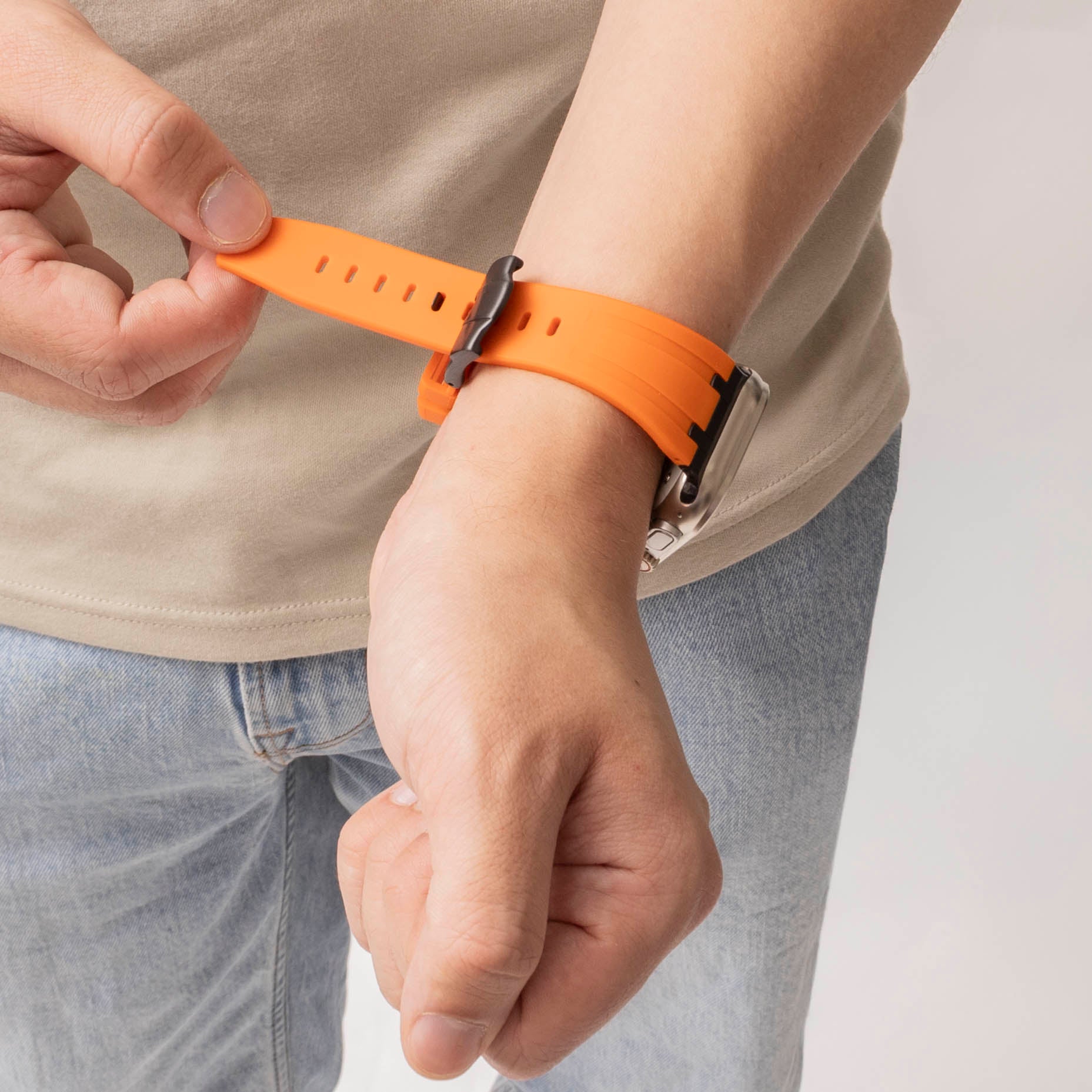 Apple Watch Ultra Luxus Liquid Silikonarmband (Orange/Schwarz)