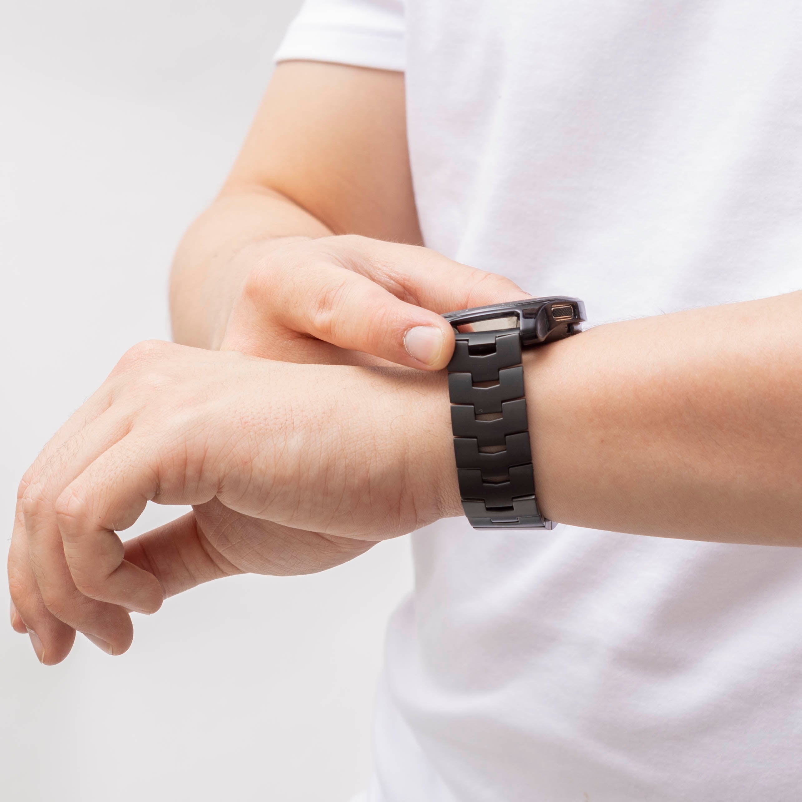 OnePlus Watch Titan 'Grain' Armband (flacher Verschluss) (Schwarz)